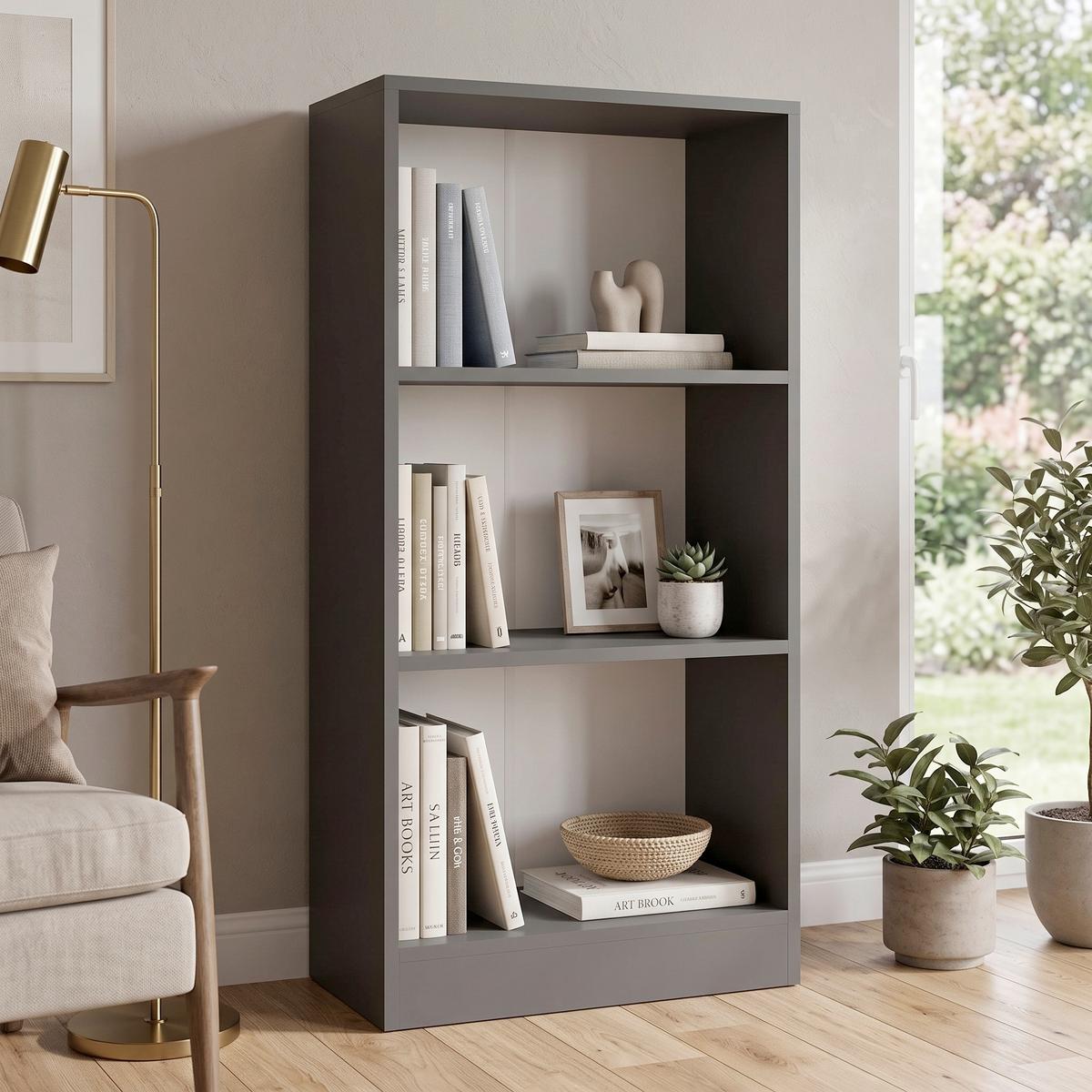 Regál Dilos š: 56 cm, antracitový - antracitová, Modern, kompozitné drevo (56/114/30cm) - MID.YOU