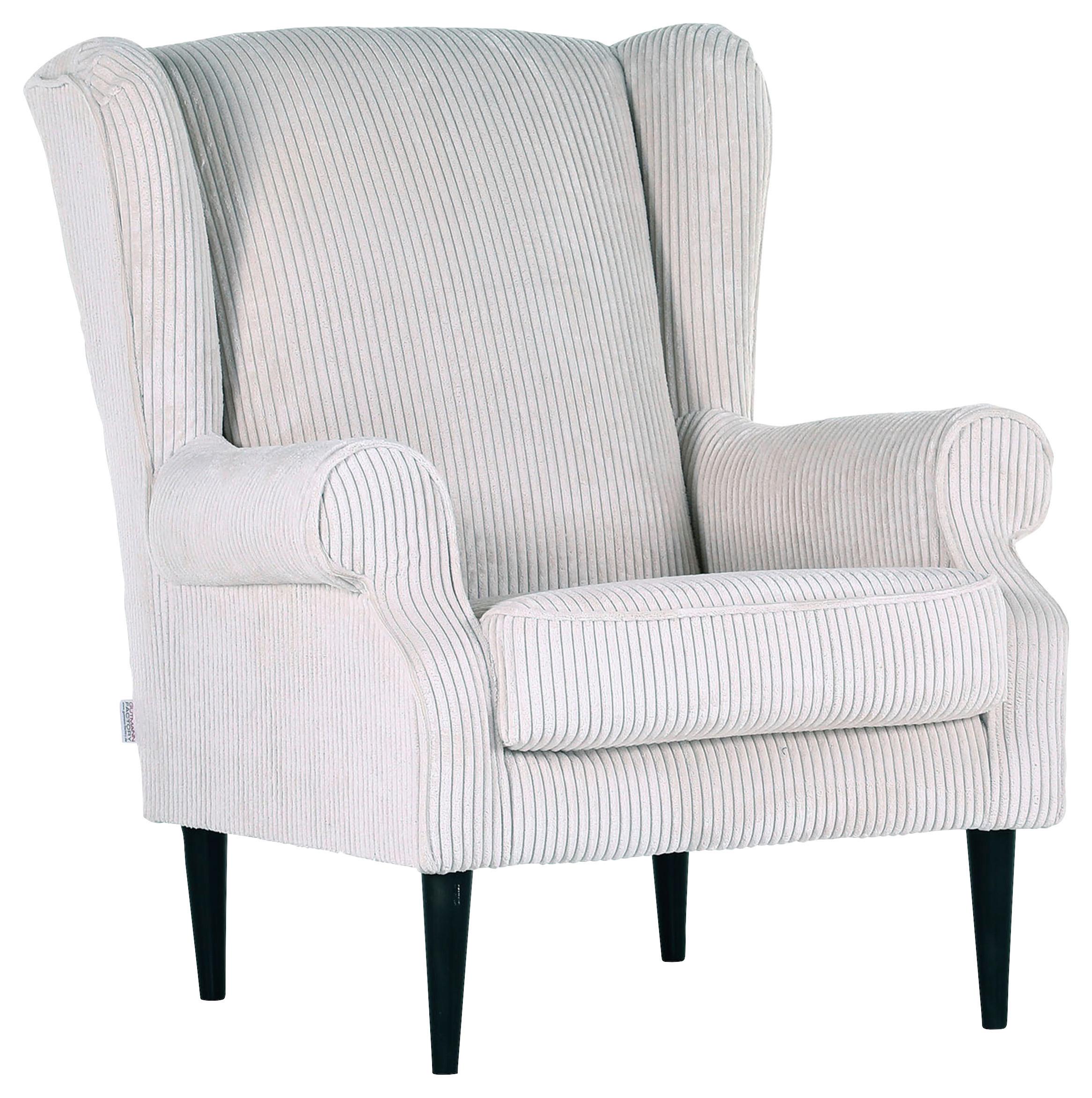 Křeslo - ušák VIOLA, béžový manšestr - černá/béžová, dřevo/textil (82/95/85cm) - Mömax