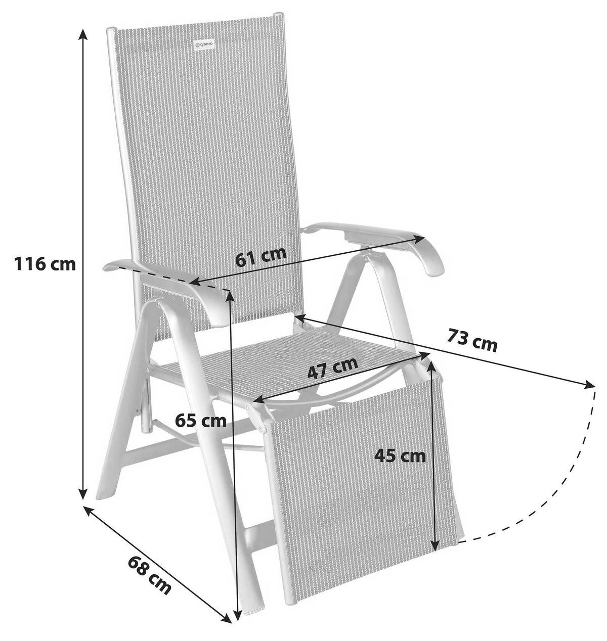 Gartensessel Acamp Metall/textil - Anthrazit/Schwarz, Basics, Textil/Metall (68/116/61cm) - Acamp