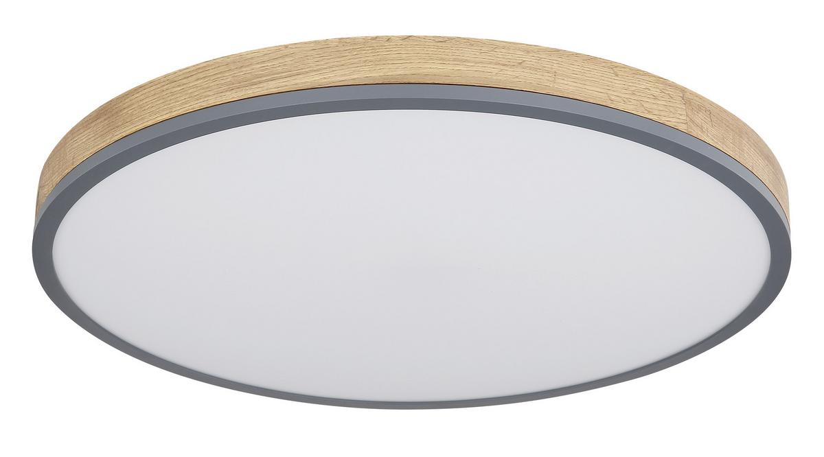 Led-deckenleuchte Ø 60 Cm Mit Farbtemperaturenwechsler - Opal/Graphitfarben, Natur, Holzwerkstoff/Kunststoff (60/8,5cm) - Globo