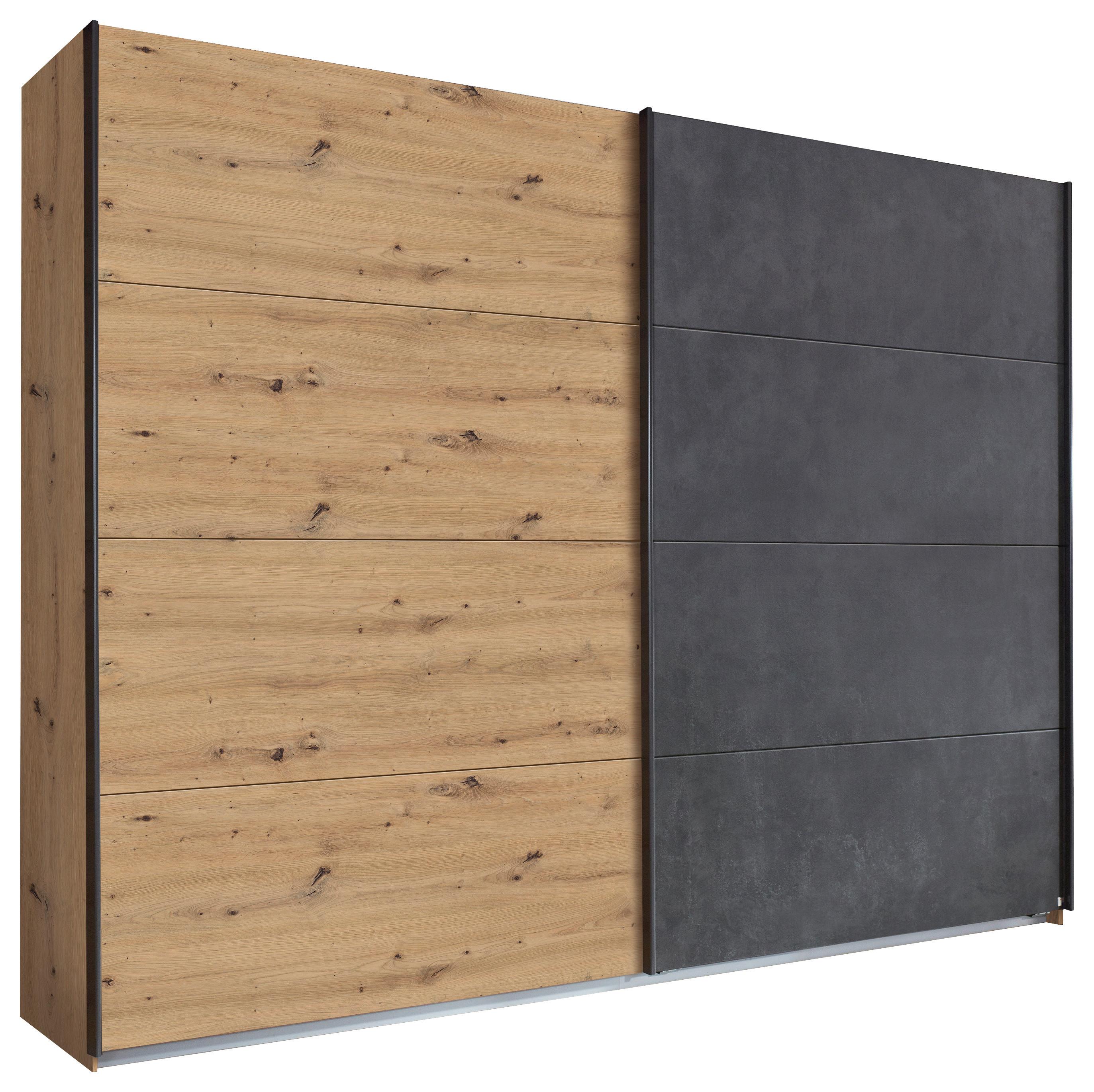 Schwebetürenschrank Tampa Anthrazit/eiche Dekor B: 271cm - Anthrazit/Eiche Artisan, KONVENTIONELL, Holzwerkstoff (271/210/62cm) - Rauch Möbel