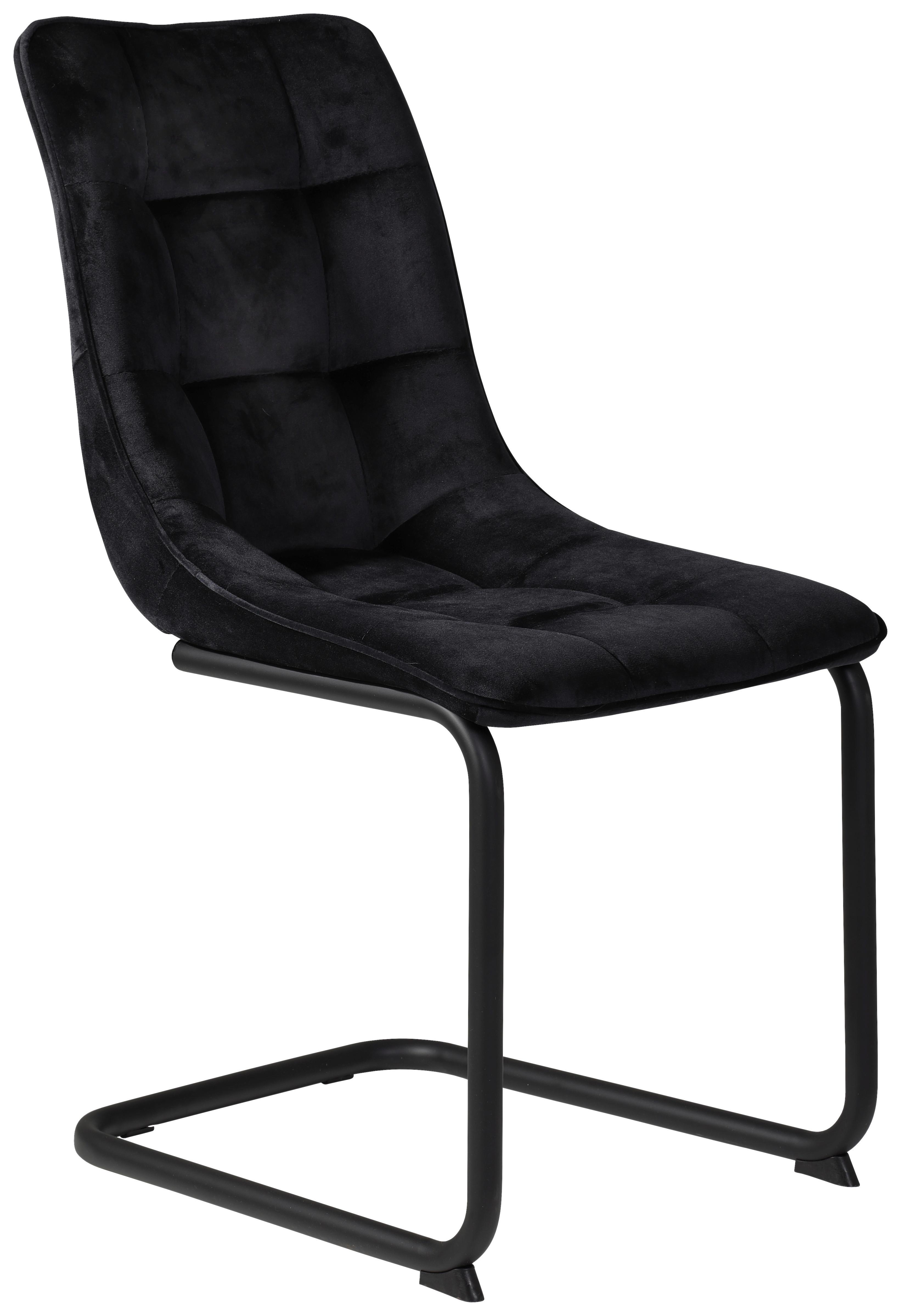 Schwingstuhl Jenny Samtbezug Schwarz Gepolstert - Schwarz, Basics, Textil/Metall (46/88/61,5cm) - MID.YOU