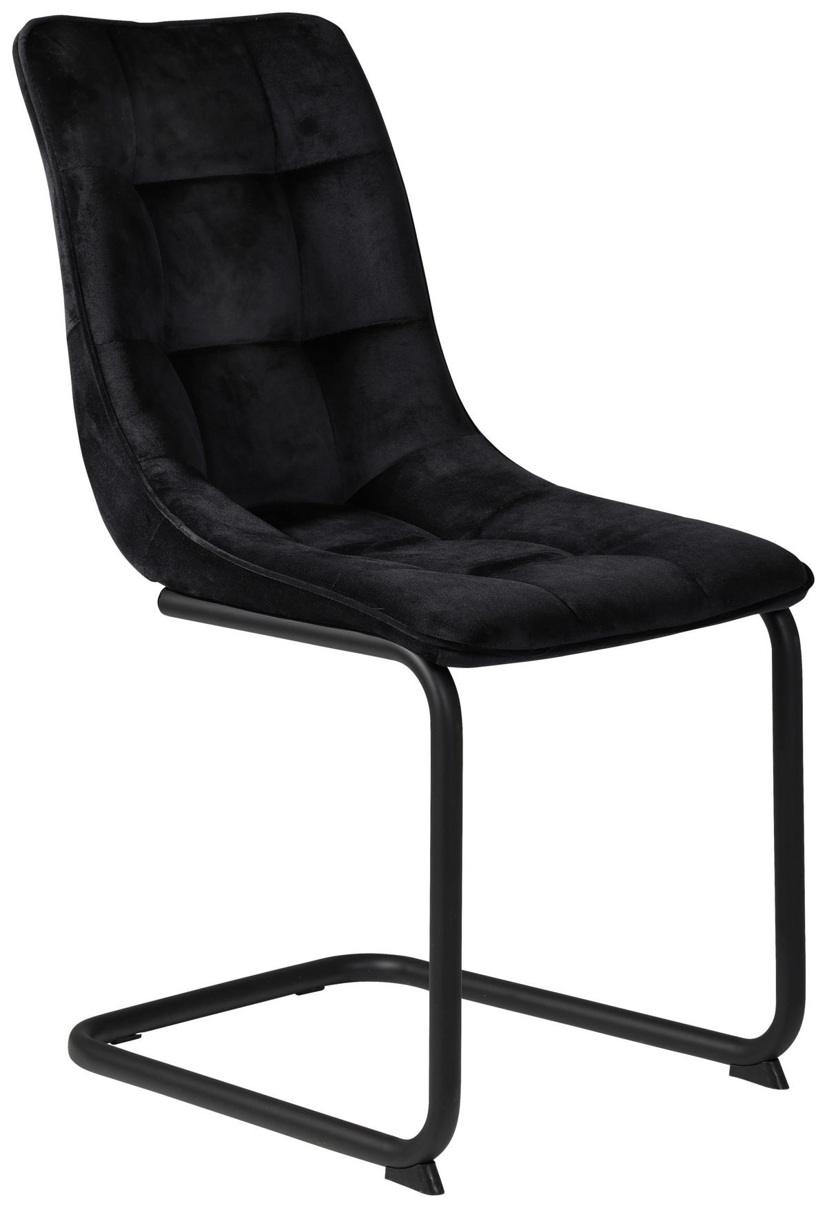 Schwingstuhl Jenny Samtbezug Schwarz Gepolstert - Schwarz, Basics, Textil/Metall (46/88/61,5cm) - MID.YOU