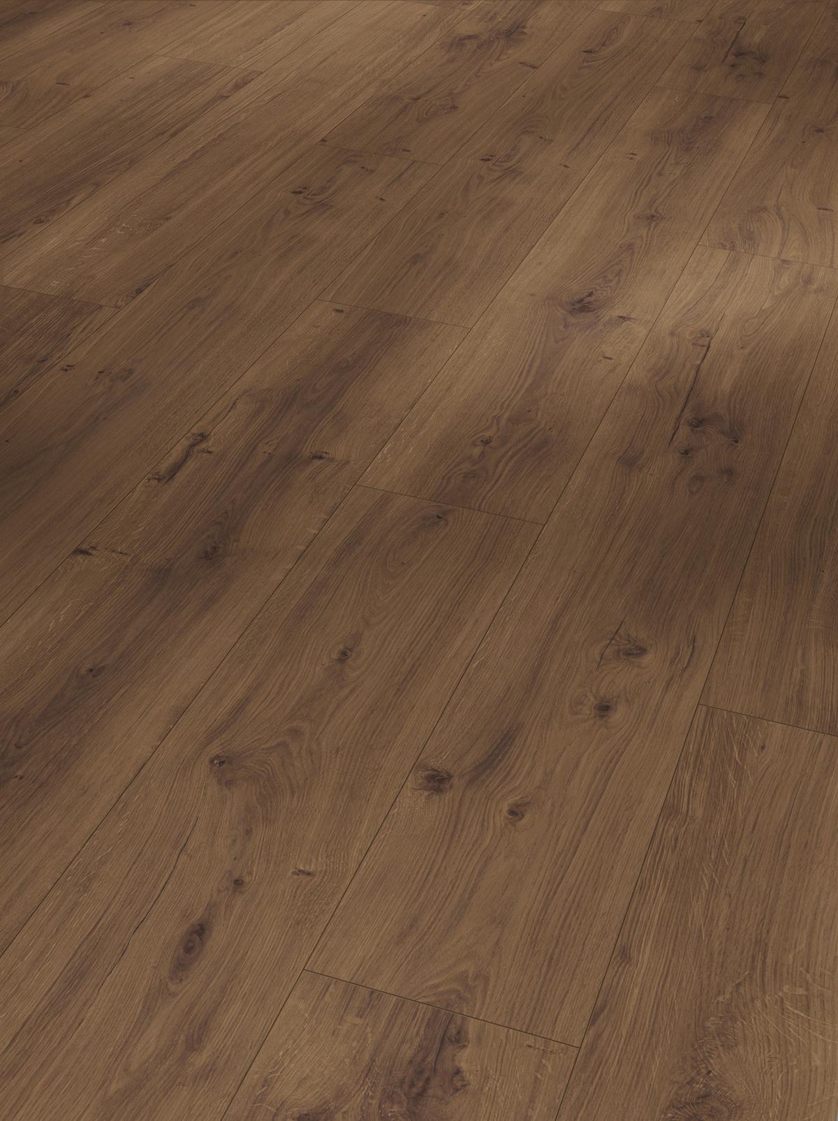 Designboden Eichefarben /Dunkelgrau Landhausdiele Stärke 8mm - Eichefarben/Dunkelbraun, Basics, Holz/Kunststoff (128,5/19,4/0,8cm) - Parador