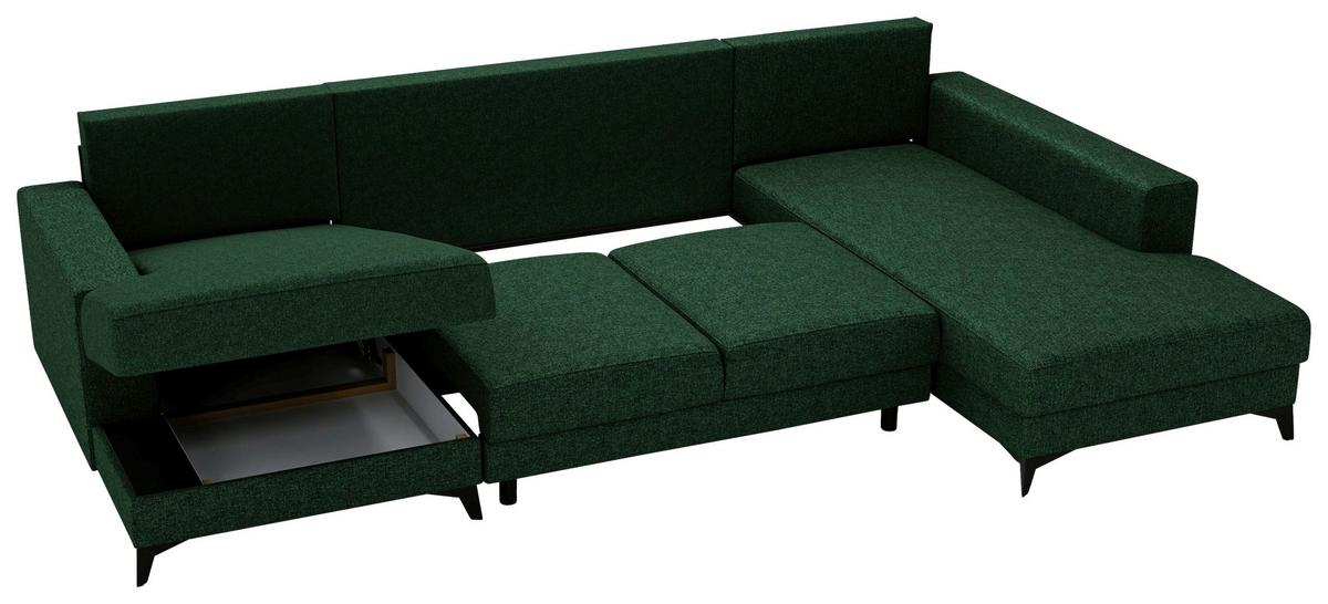 Harvey Grün U: 156x339x190 Cm - Schwarz/Grün, Design, Textil (156/339/190cm) - Livetastic