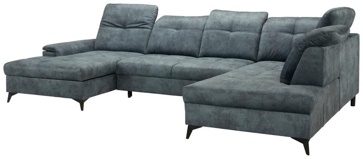 Sedacia súprava do U SIERRA, pravá, modrosivá INFINITY - čierna/modrosivá, Modern, kov/textil (364/90-106/181-230cm) - Mömax
