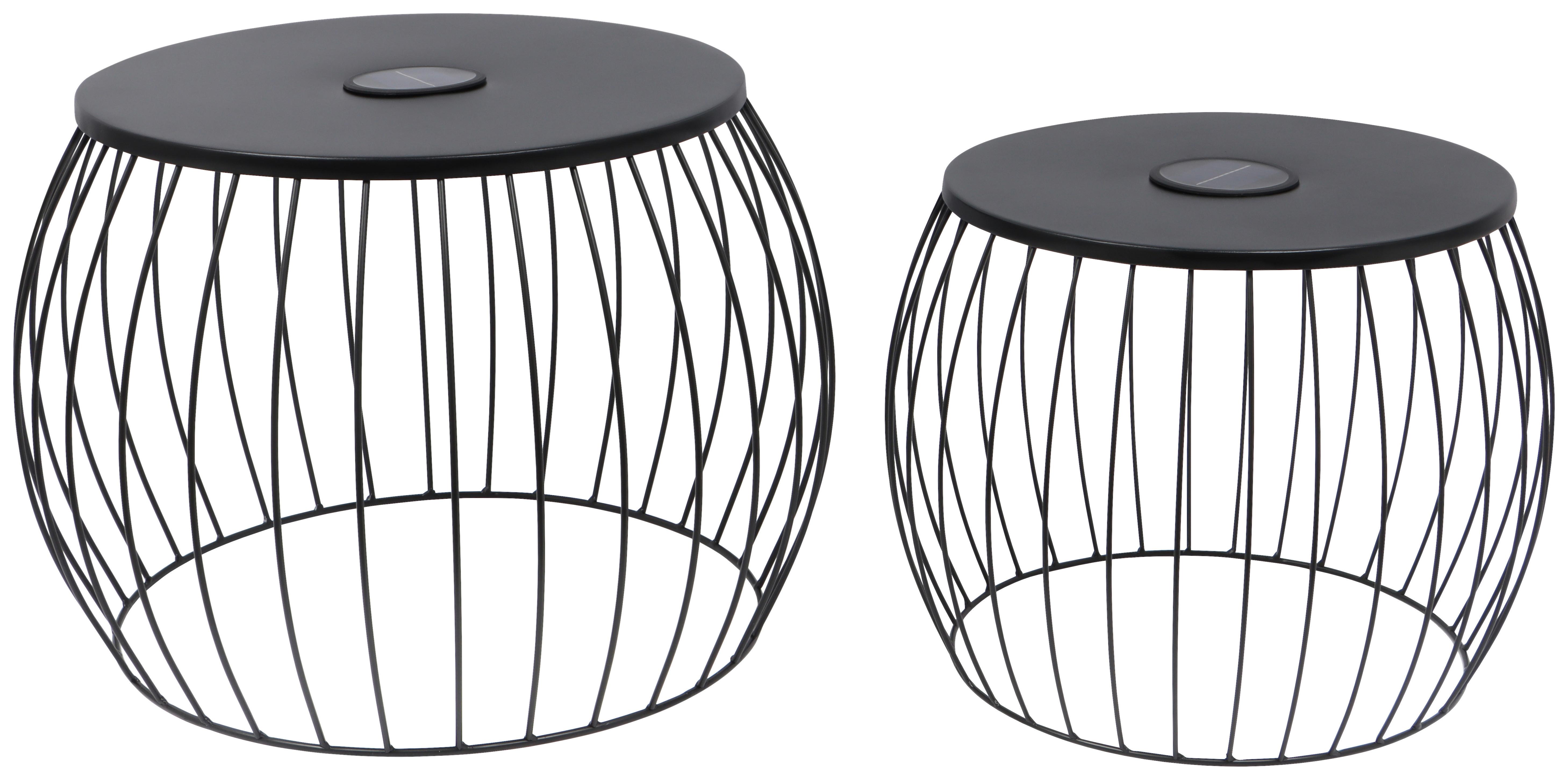 Beistelltischset Solar - Schwarz, MODERN, Metall (49/40/43/37/49/40cm) - Beldano