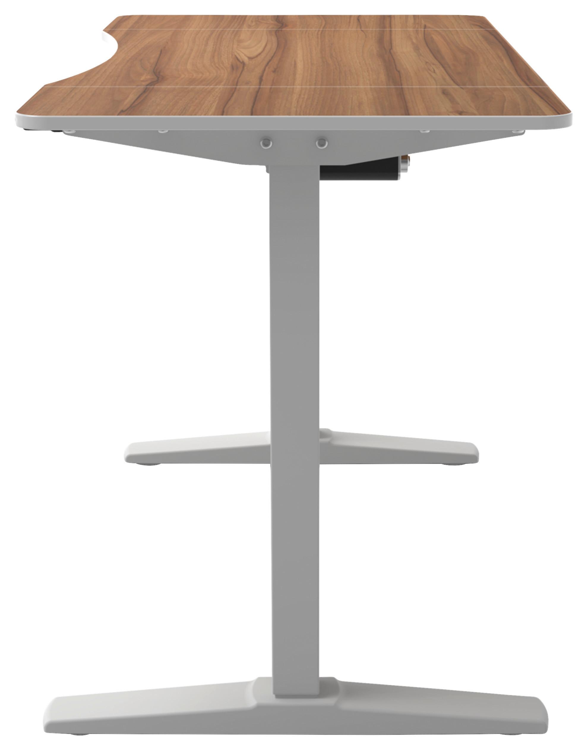 Schreibtisch höhenverstellbar B: 70 cm H: 75 cm Comfort - Walnussfarben/Weiß, MODERN, Holzwerkstoff/Kunststoff (120/75-120/70cm) - MID.YOU