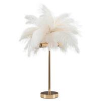 Tischleuchte Palm White Weiß, Goldfarben B: 40 Cm - Goldfarben/Weiß, Basics, Kunststoff/Metall (40/55/40cm)