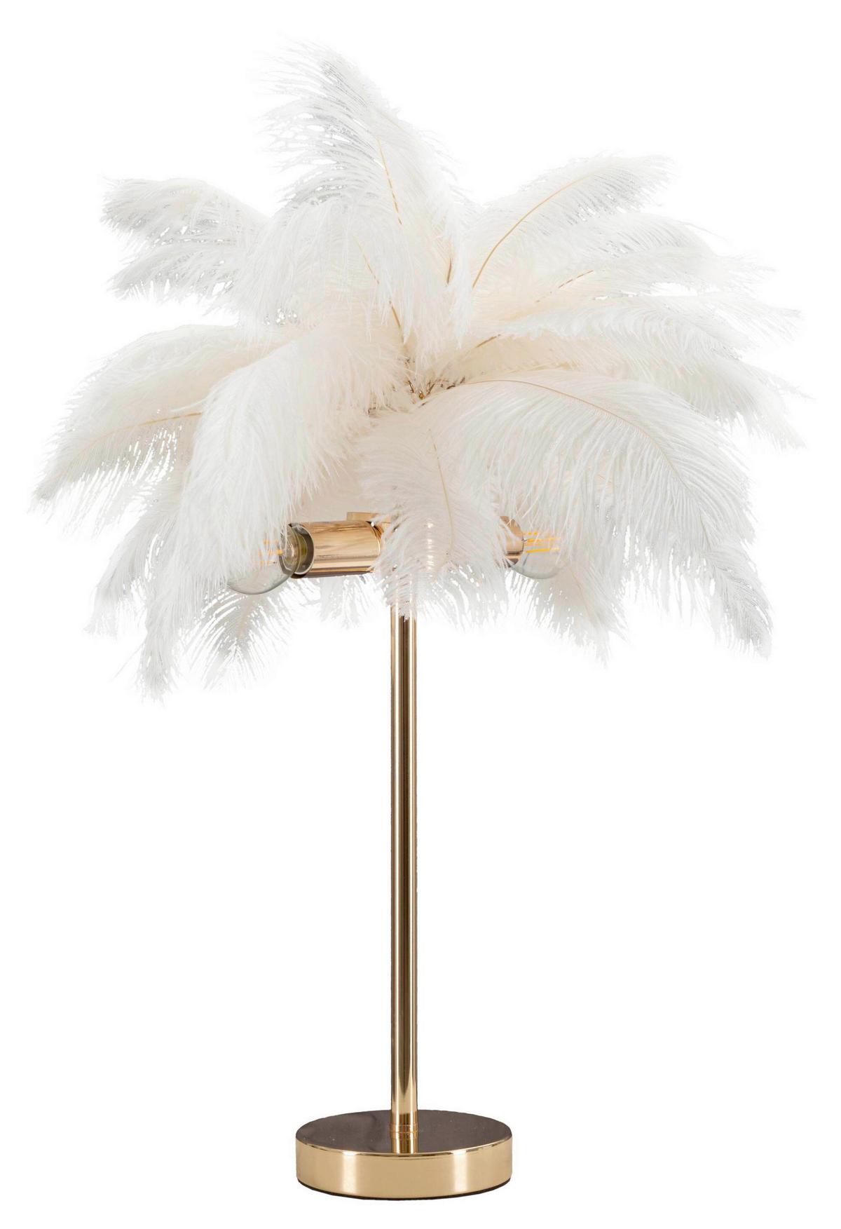 Tischleuchte Palm White Weiß, Goldfarben B: 40 Cm - Goldfarben/Weiß, Basics, Kunststoff/Metall (40/55/40cm)