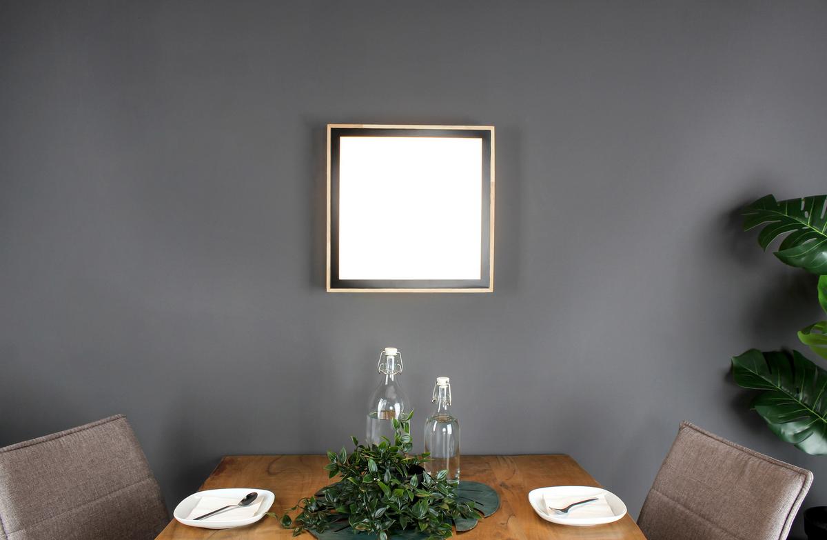 Led-deckenleuchte 9080 L Wo Solstar - Buchefarben/Schwarz, Natur, Holz/Kunststoff (39/39/9cm)