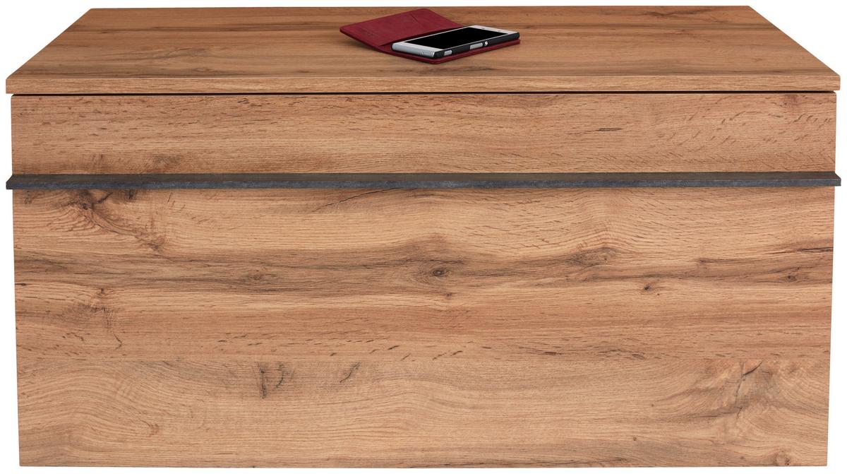 Garderobenbank Venedig B: 90 cm 1 Klappe, Wotan Eiche Dekor - Eichefarben/Schwarz, MODERN, Holzwerkstoff (90/45/38cm)