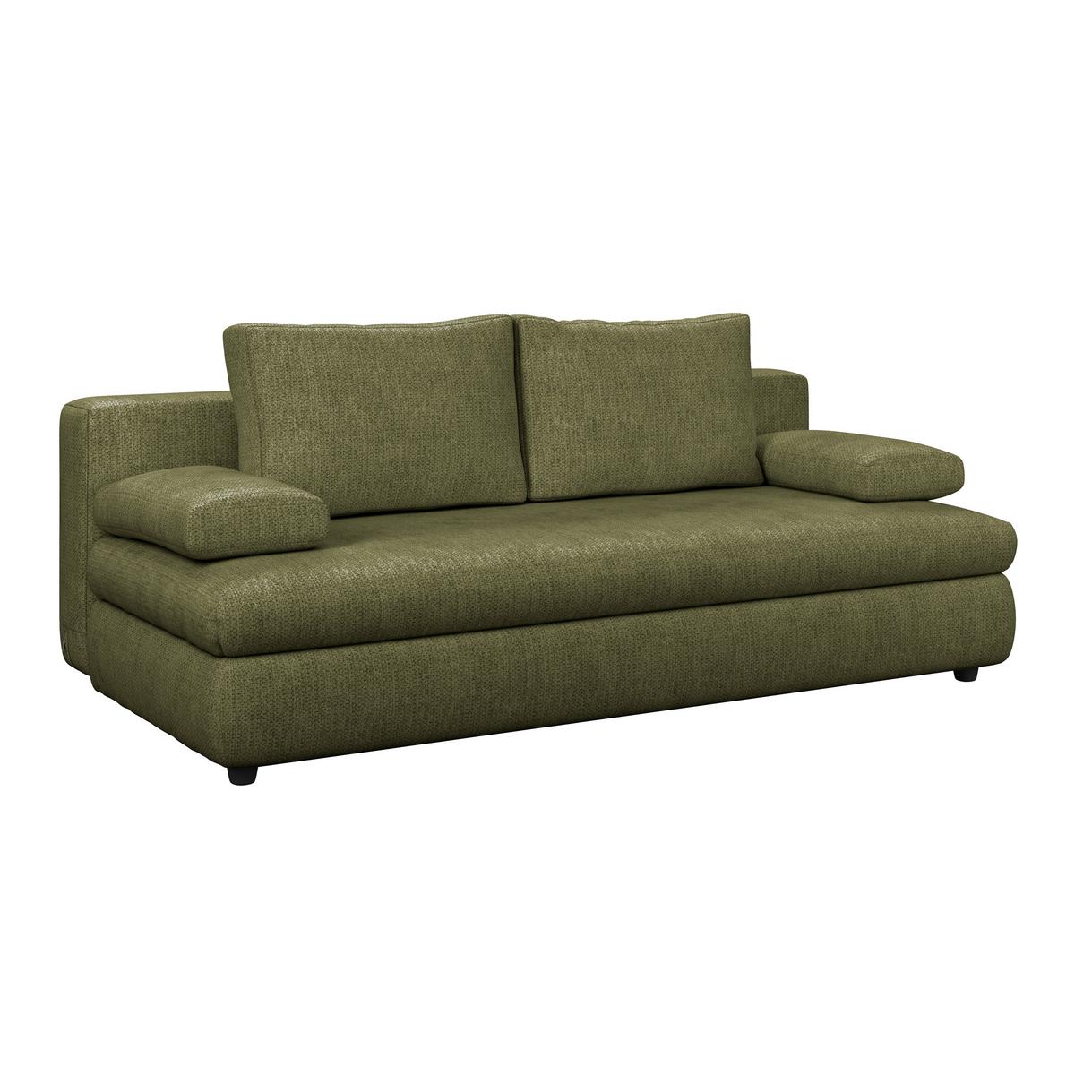 3-Sitzer-Sofa Mit Schlaffunktion Olso Grün - Grün, Trend, Holz/Kunststoff (205/72/100cm)