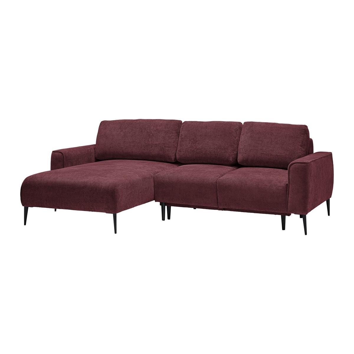 Rohová sedačka CUSTOM, ľavá, bordová ženilka - čierna/bordová, Modern, kov/textil (164/255cm) - Mömax