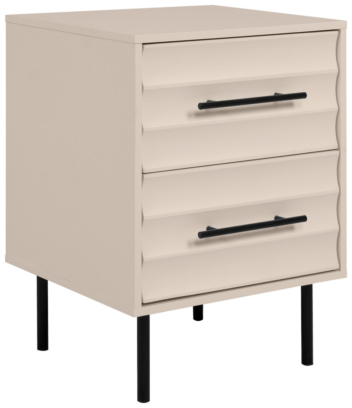 Nachtkästchen Beige H: 55 cm Carlton - Beige/Schwarz, Trend, Holzwerkstoff (40/55/39cm)