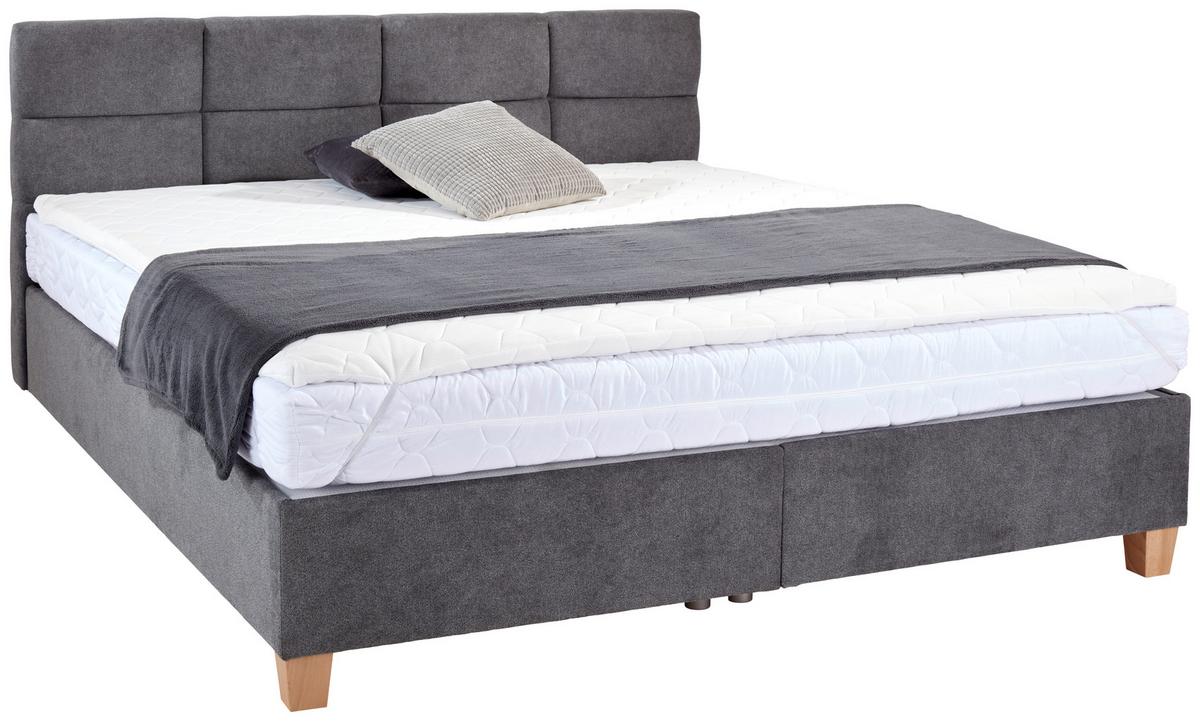 Polsterbett Mit Lattenrost 160x200 Cm Bellagio Anthrazit - Anthrazit/Buchefarben, KONVENTIONELL, Holz/Textil (160/200cm)