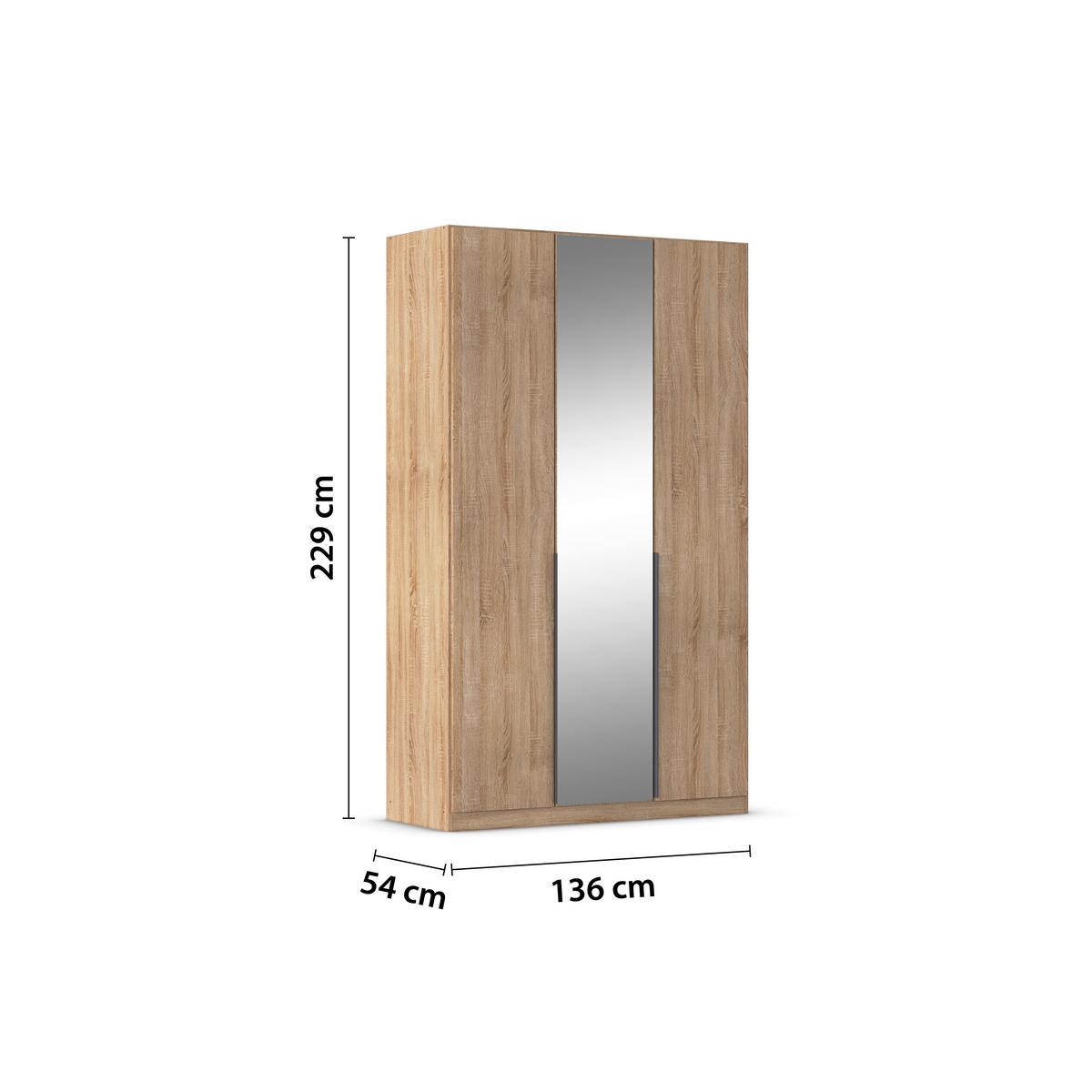 Drehtürenschrank Alabama Sonoma Eiche B: 136 Cm - Sonoma Eiche, MODERN, Holzwerkstoff (136/229/54cm) - Rauch Möbel