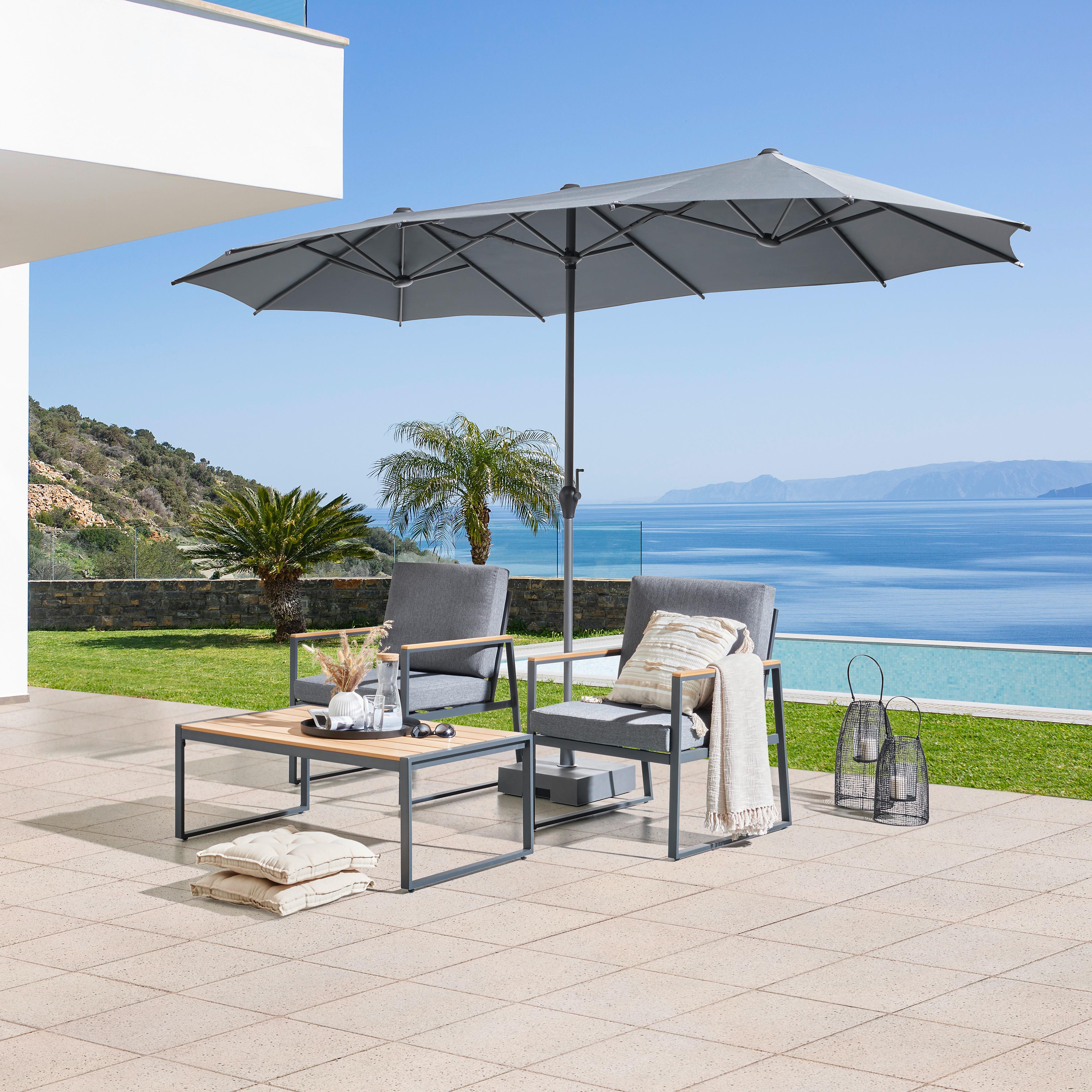 Doppelsonnenschirm Miami Bxhxt: 208x400x236 Cm Anthrazit - Anthrazit, MODERN, Textil/Metall (208/400/236cm) - Beldano
