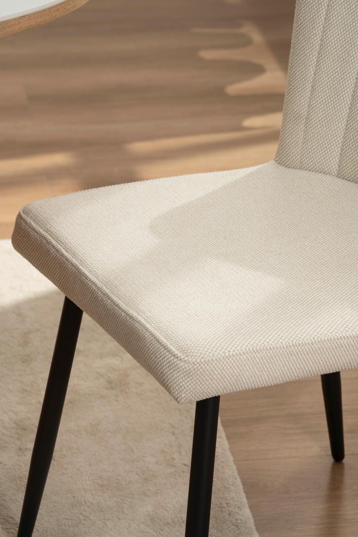 Vierfußstuhl Abbie Leinenoptik Beige, B: 52 Cm - Beige/Schwarz, KONVENTIONELL, Holz/Textil (52/82/60cm) - P & B