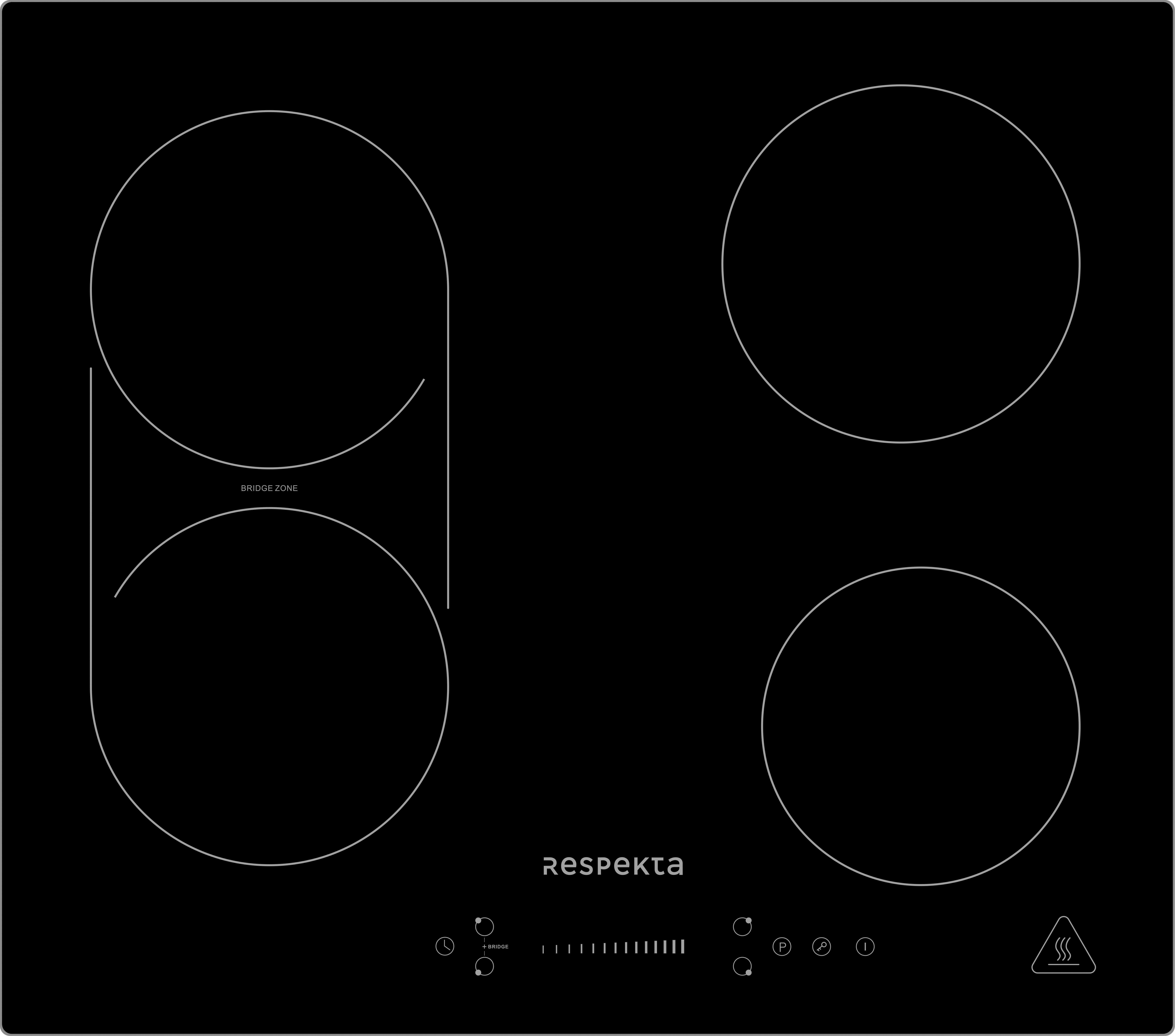 Induktionskochfeld Respekta km6600ib-28 - Schwarz, Trend, Glas/Metall (59/6/52cm) - Respekta