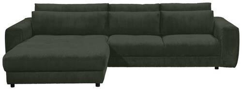 Ecksofa Barura 2s. Urc Dunkelgrün S: 194/333 cm - Dunkelgrün/Schwarz, KONVENTIONELL, Holzwerkstoff/Textil (194/333cm) - MID.YOU