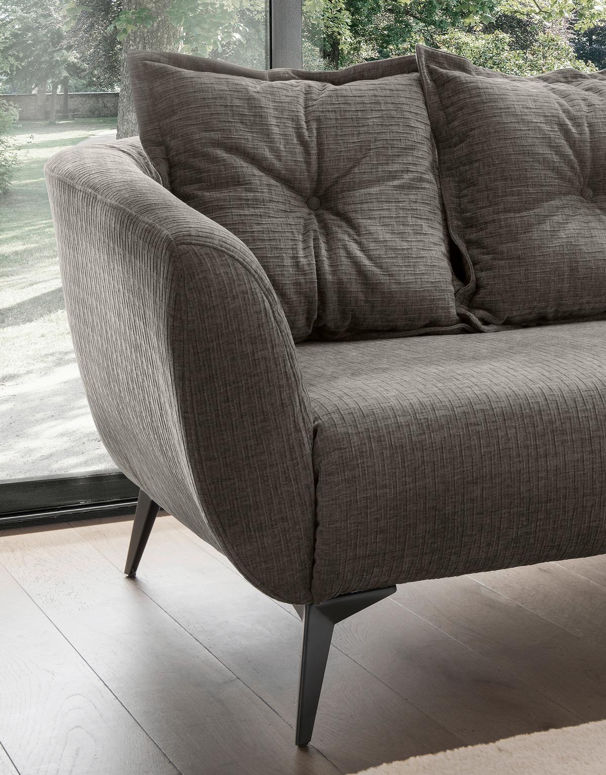 3-Sitzer-Sofa Baggio Graubraun B: 236 cm - Graubraun/Schwarz, MODERN, Textil (236/94/103cm) - Livetastic