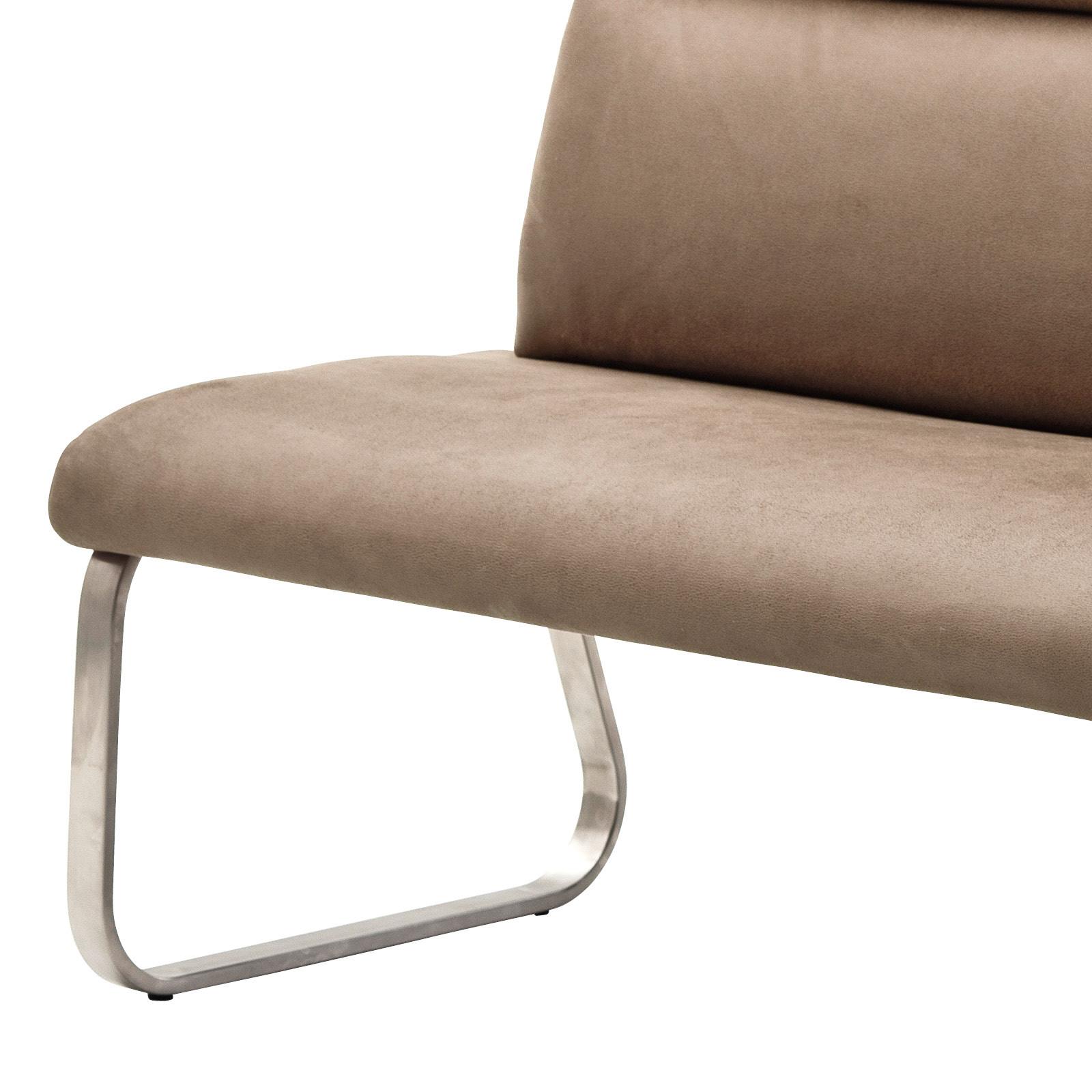 Sitzbank mit Lehne Sandfarben Rabea B: 180 cm - Sandfarben/Edelstahlfarben, Design, Textil/Metall (180/98/70cm) - Livetastic