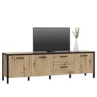 TV komoda Kirikus, š: 185 cm - černá/dub artisan, Lifestyle, kompozitní dřevo (184,5/54,3/40,2cm) - Mömax