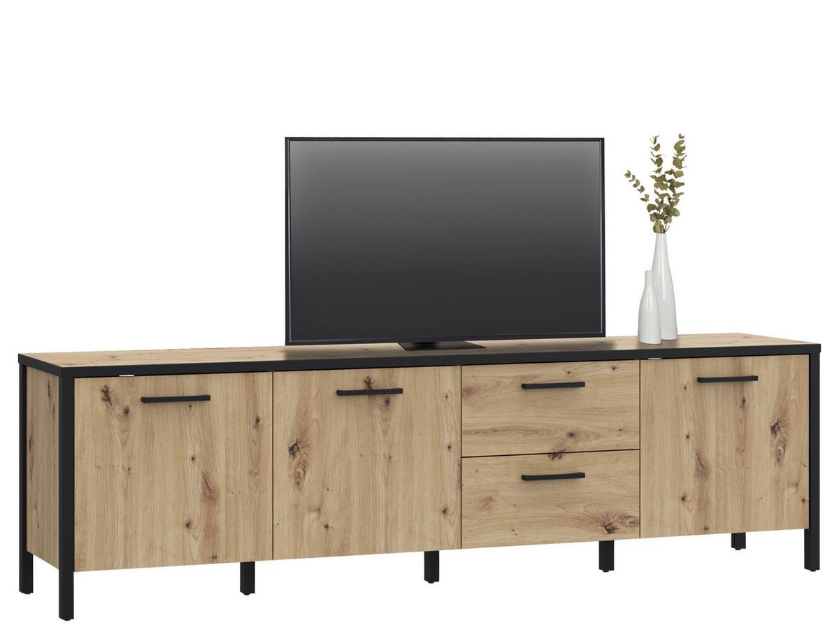 TV komoda Kirikus, š: 185 cm - černá/dub artisan, Lifestyle, kompozitní dřevo (184,5/54,3/40,2cm) - Mömax
