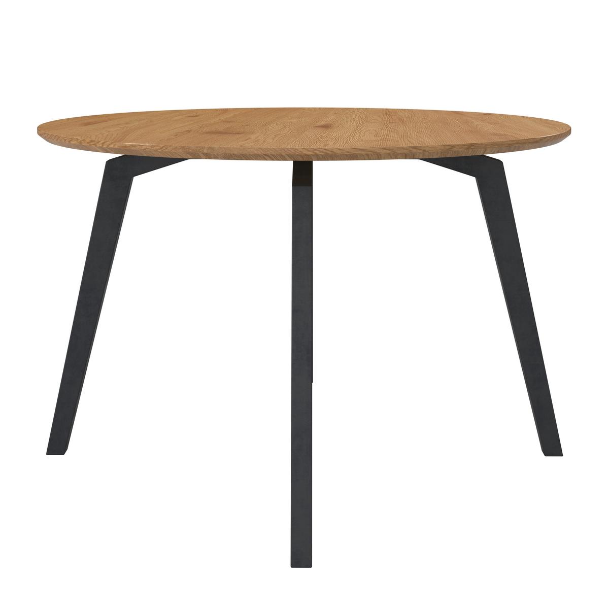 Jídelní stůl ELIAN 120 - černá/barvy dubu, Moderní, kov/kompozitní dřevo (120/120/76cm) - Bessagi Home