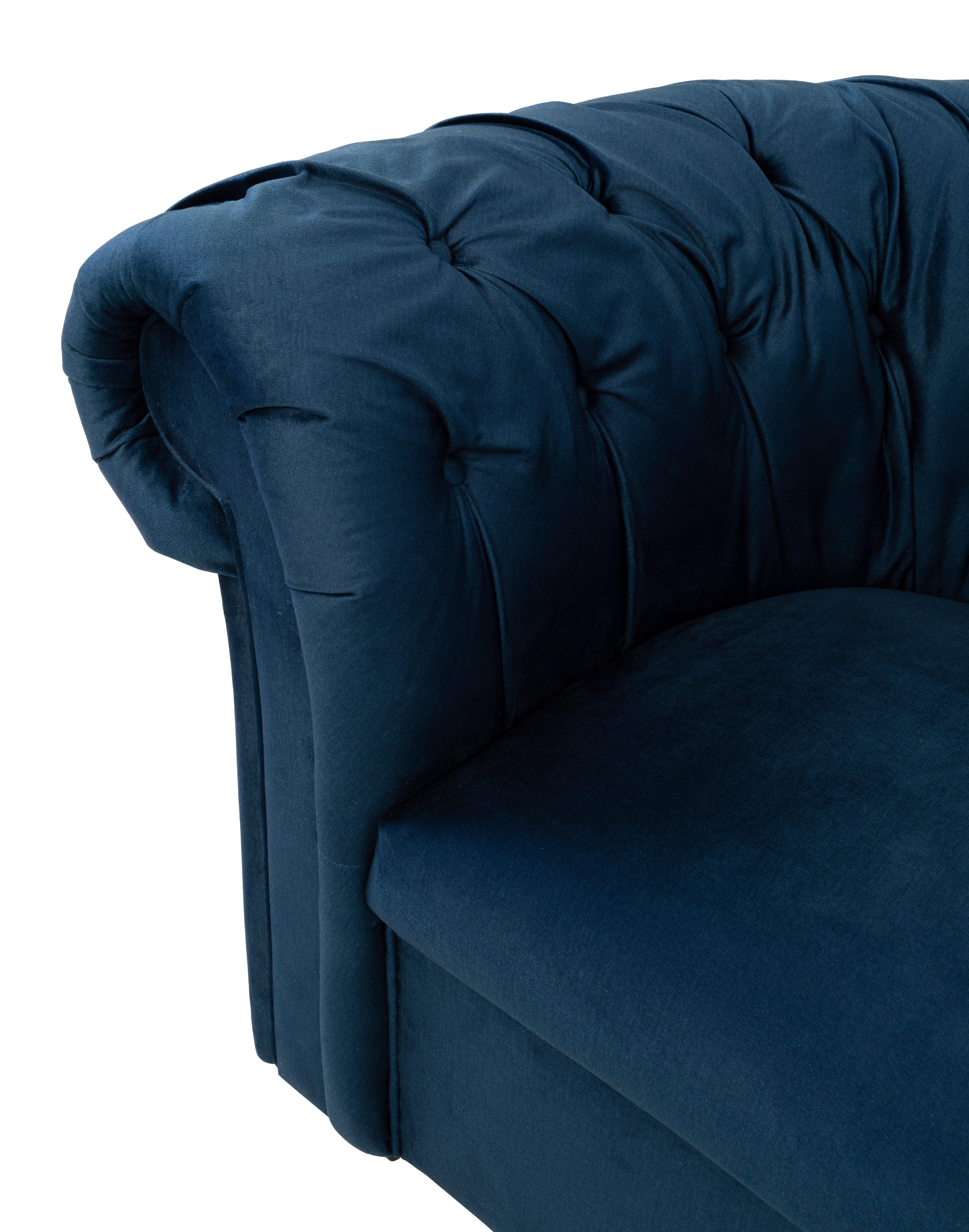 Chesterfield-Sessel Cupido - Schwarz/Dunkelblau, Design, Textil (114/78/91cm) - MID.YOU
