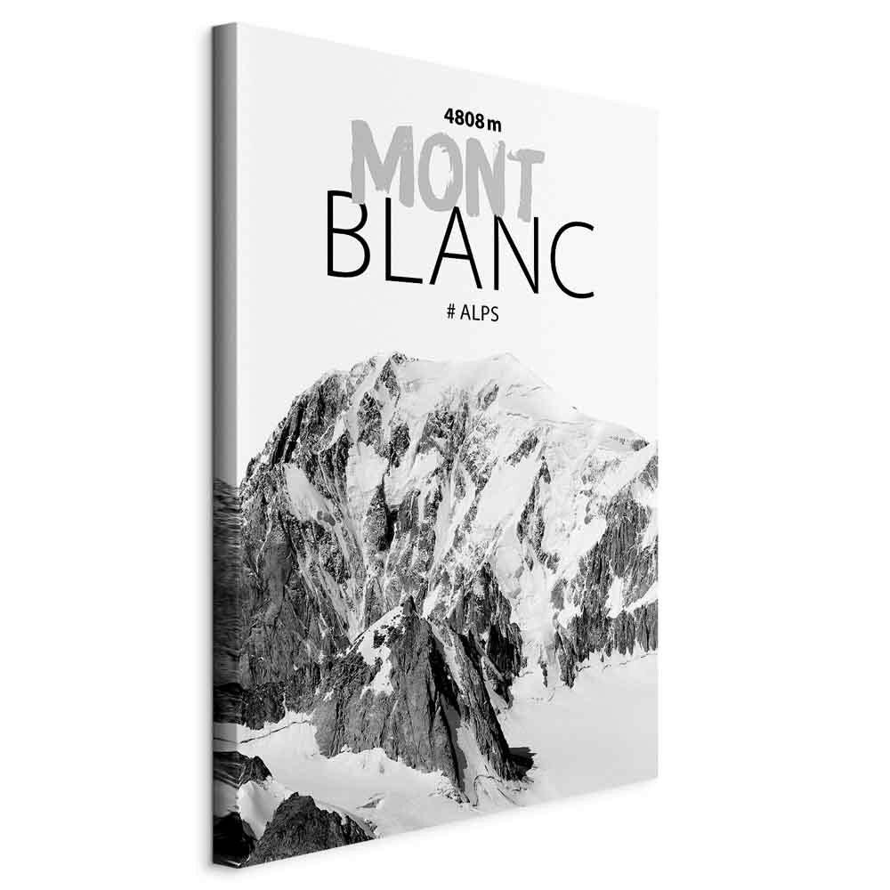 Leinwandbild Mont Blanc Schwarz Grauweiß B: 80 cm - Grauweiß/Schwarz, Basics, Holz/Textil (80/120/1.2cm) - artgeist