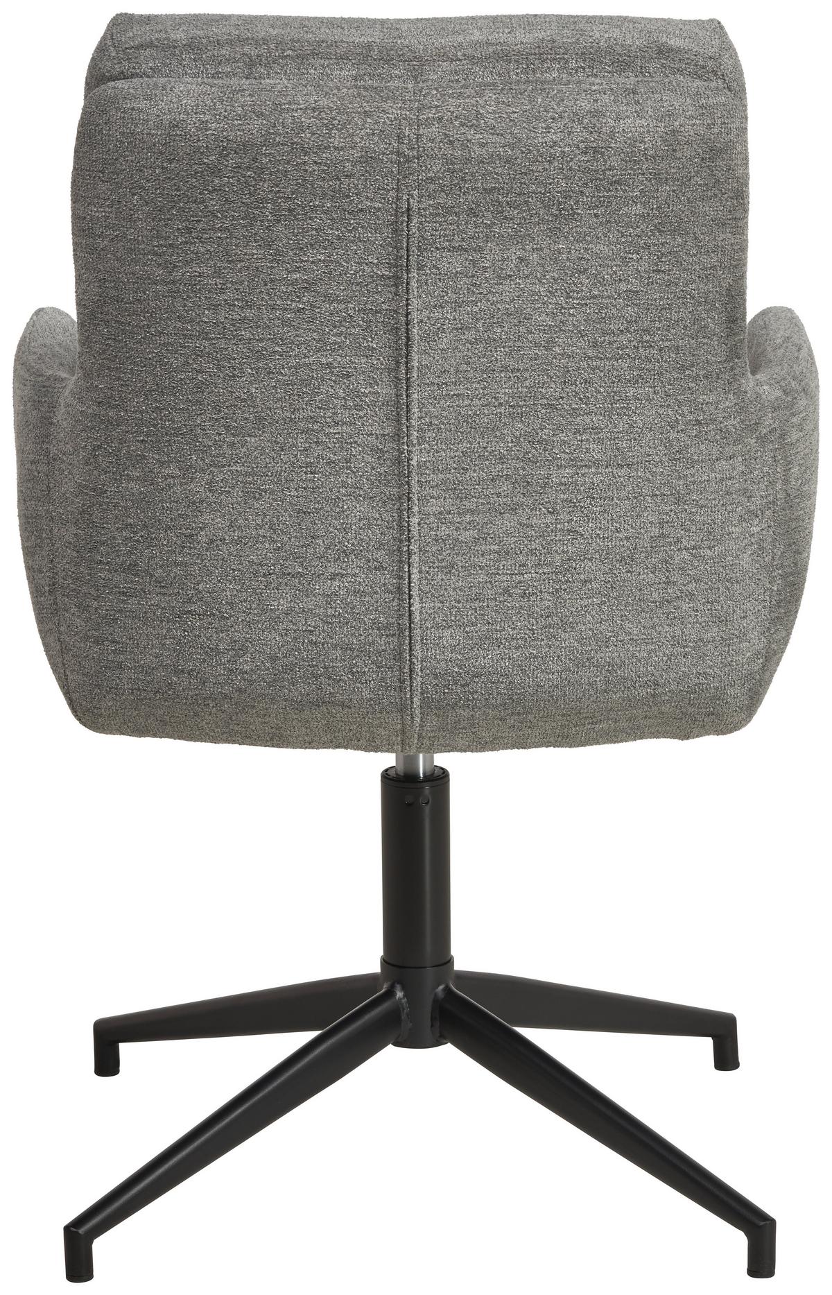 Armlehnstuhl Patrice Grau, Sitzfl. 360° Drehbar - Schwarz/Grau, Design, Holz/Textil (57/88/67cm) - MID.YOU