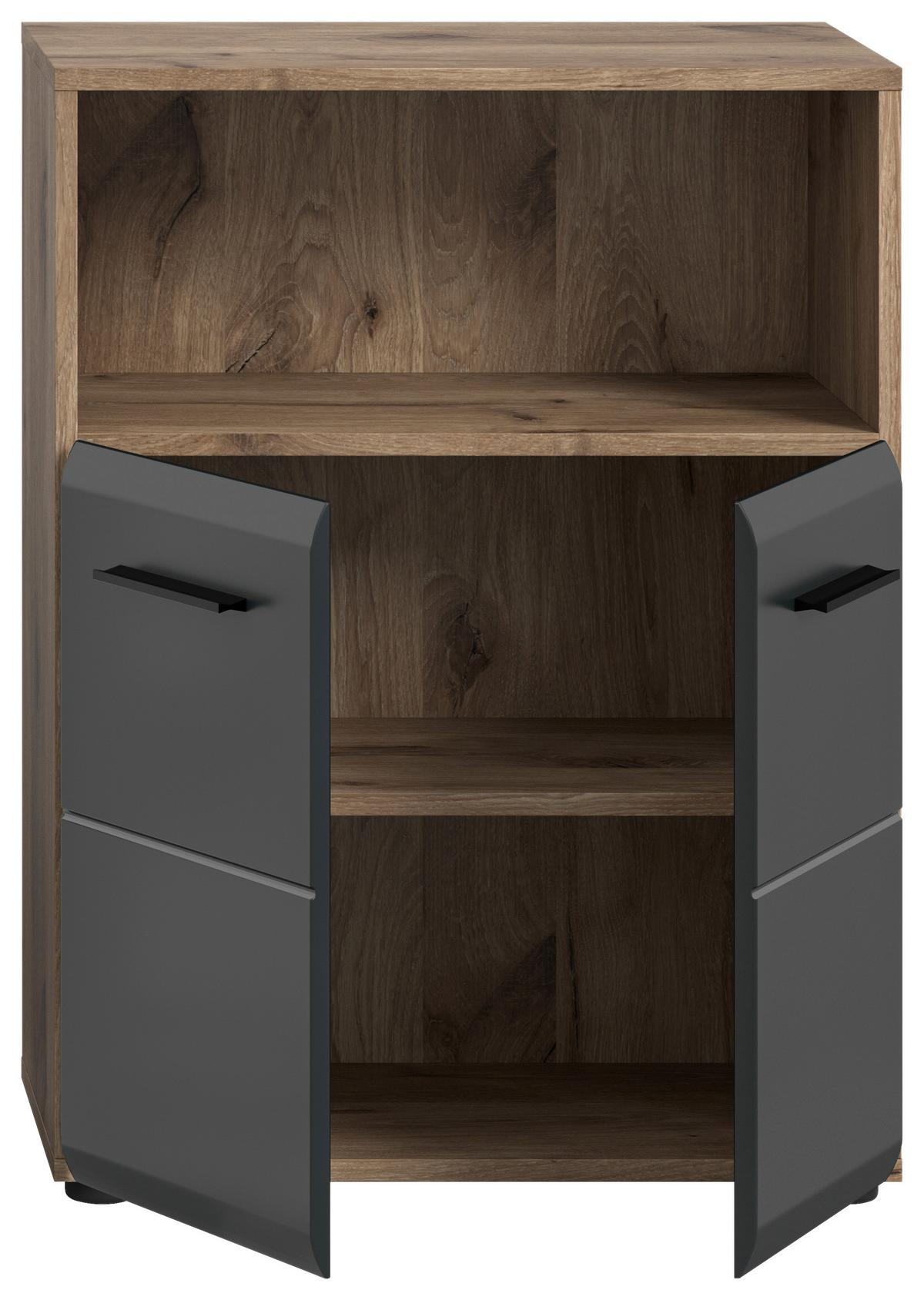 Midischrank Ice Schwarz/Eiche Dekor B: 60cm - Eiche dunkel/Schwarz, Basics, Holzwerkstoff (60/80/30cm) - MID.YOU