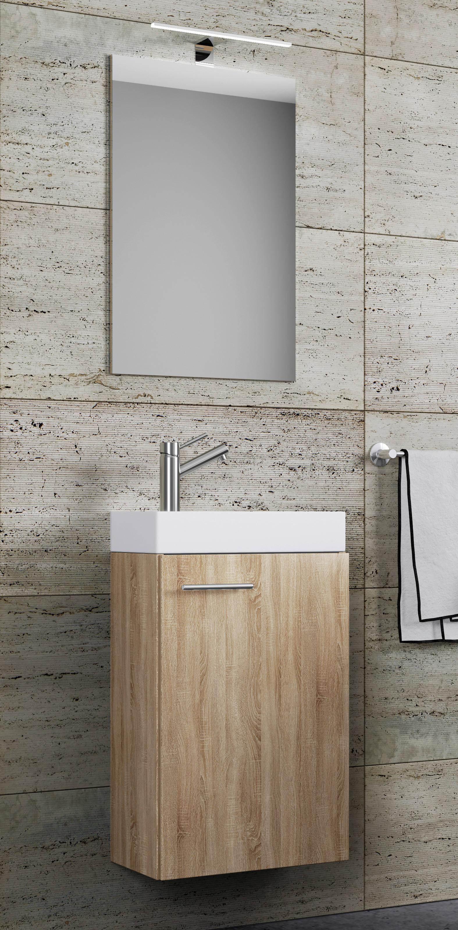 Gästebad Slito Sonoma Eiche B: 41 cm - Weiß/Sonoma Eiche, MODERN, Keramik/Holzwerkstoff (41cm) - MID.YOU