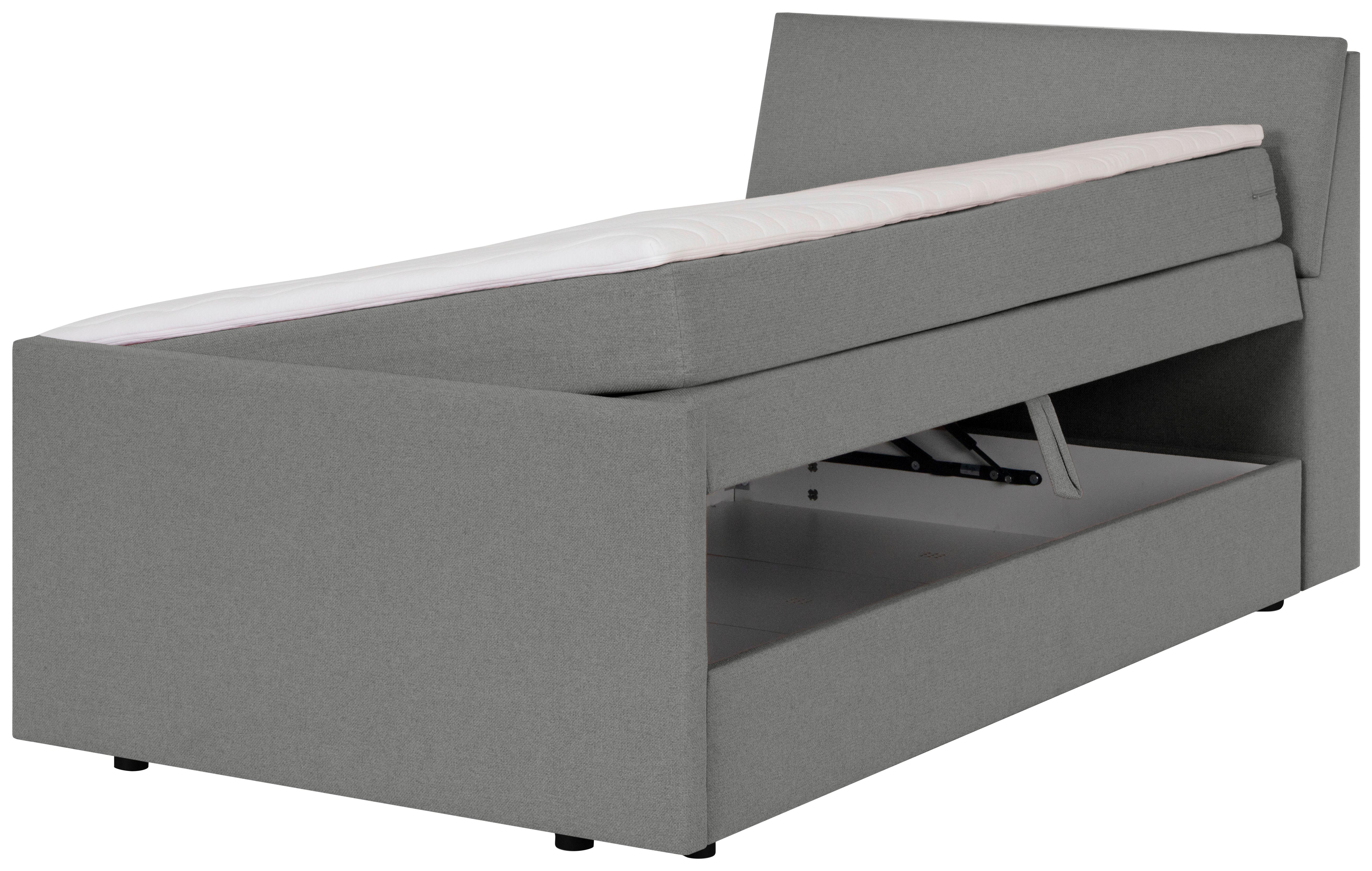Boxspringbett Mit Bettkasten Nida 100x200 Cm Grau - Schwarz/Grau, MODERN, Holz/Textil (100/200cm) - MID.YOU