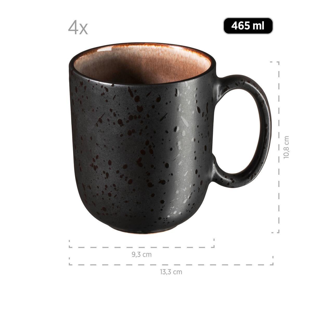 Kaffeebecherset Niara Braun Schwarz Steinzeug - Schwarz/Braun, Basics, Keramik - Mäser