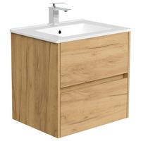 Waschtischkombi Limes Eiche Dekor B: B: 61,5cm - Eichefarben/Weiß, MODERN, Keramik/Holzwerkstoff (61,5/58,5/46,5cm) - MID.YOU