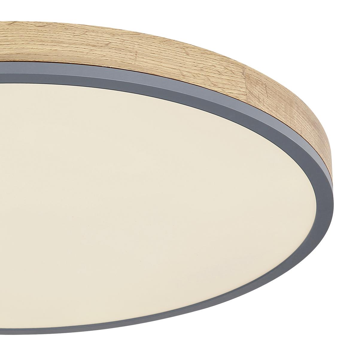 Led-deckenleuchte Ø 60 Cm Mit Farbtemperaturenwechsler - Opal/Graphitfarben, Natur, Holzwerkstoff/Kunststoff (60/8,5cm) - Globo