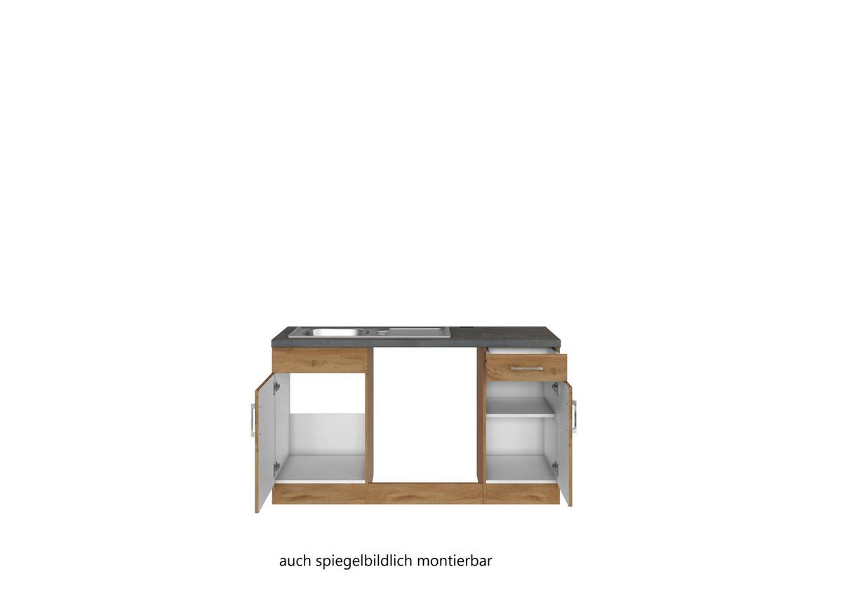 Eckküche Winkelblock Ohne Geräte 210x150 Cm Eichefarben - Eichefarben/Anthrazit, MODERN, Holzwerkstoff (210/210cm) - Held