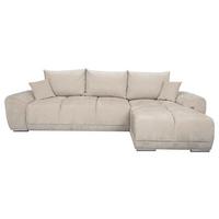 ECKSCHLAFSOFA Ramon, Creme S: 196x182 cm - Chromfarben/Beige, Trend, Textil (296/182cm)