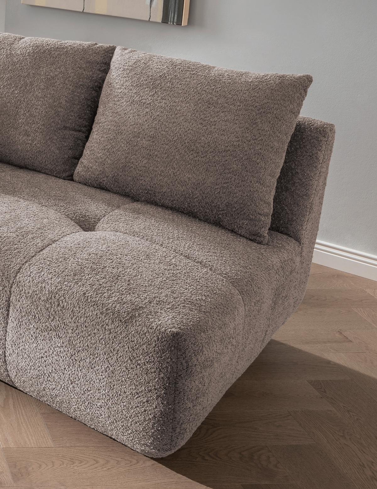 Big Sofa Fertilia Mit Kissen B: 323 Cm Taupe Bouclé - Taupe/Schwarz, MODERN, Textil (323/91/155cm) - Livetastic