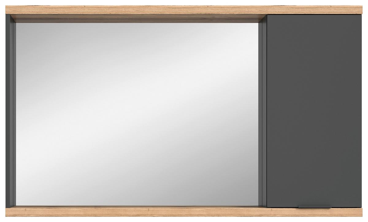 Spiegelschrank Nuaro Anthrazit B: 130cm - Anthrazit, Basics, Glas/Holzwerkstoff (130/76/20cm) - MID.YOU