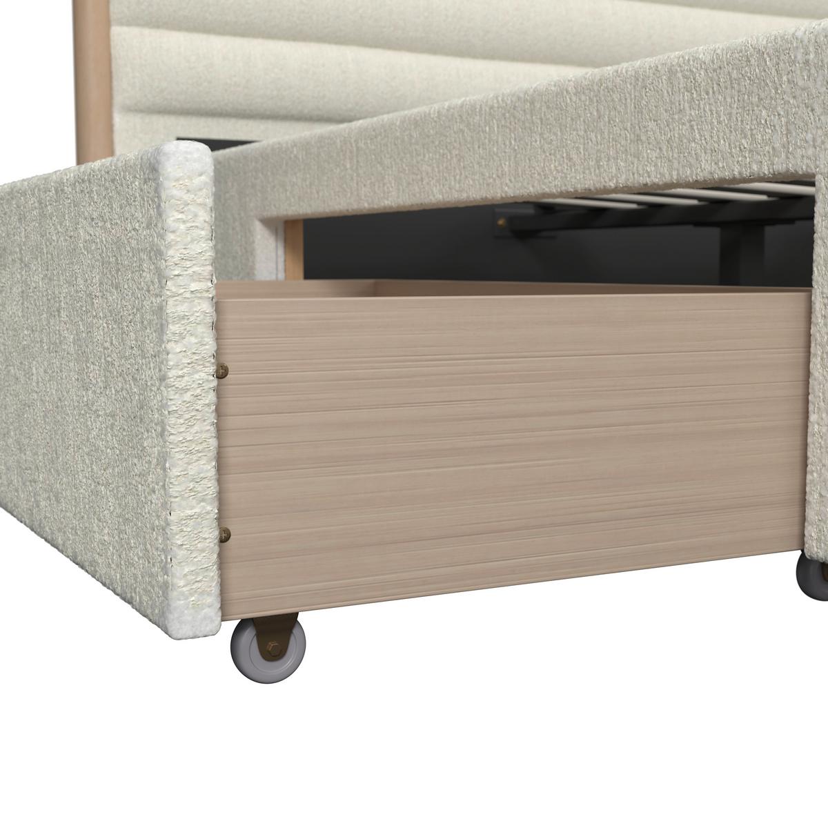 Čalúnená posteľ TALYA 180x200, slonovinová - svetlohnedá/slonovinová, Modern, kov/drevo (180/200cm) - Bessagi Home