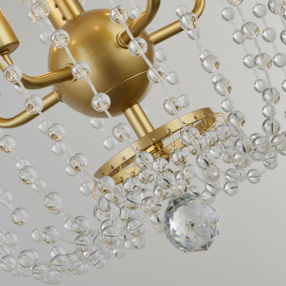 Hängeleuchte Shower H: 150 cm 5-Flammig - Goldfarben, Design, Glas/Metall (36/150cm)