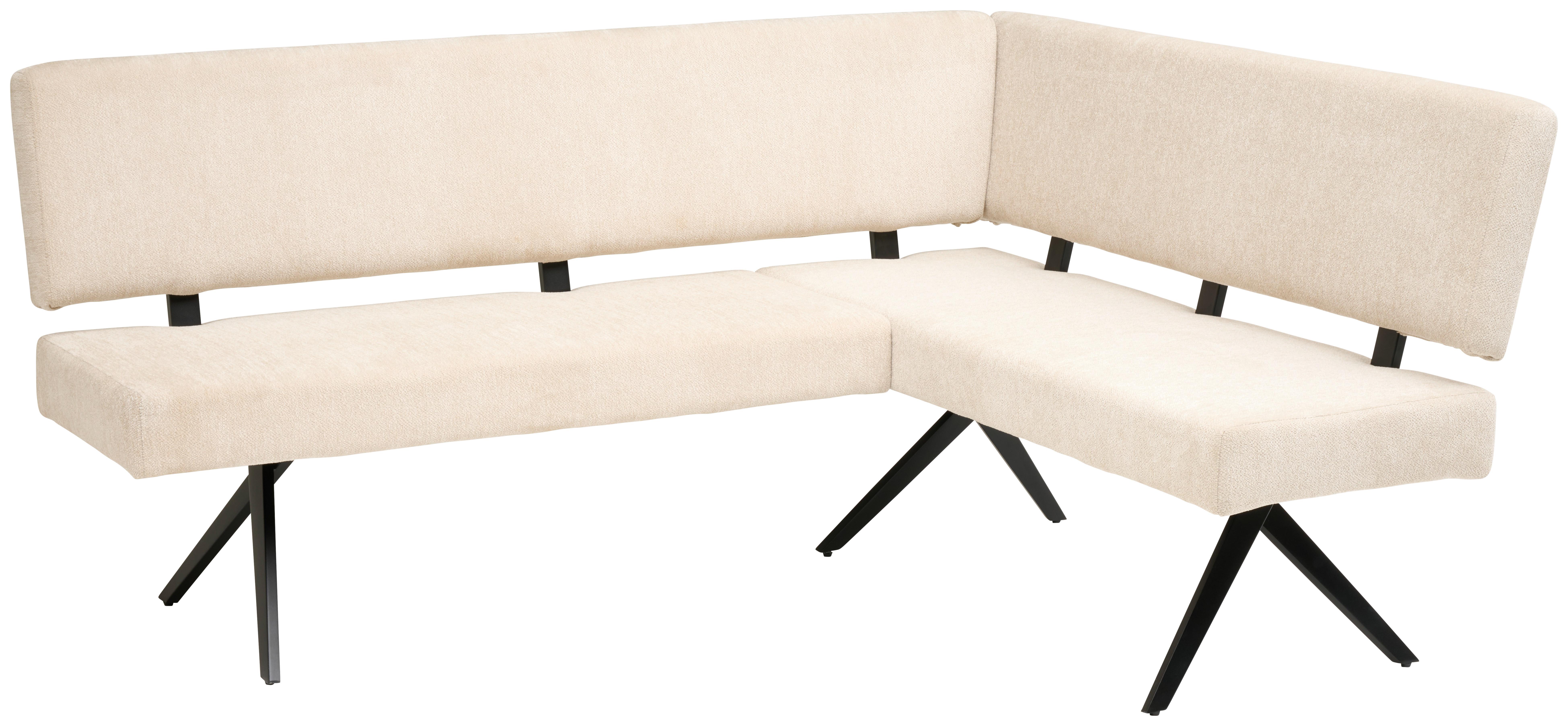 Eckbank Chios - Beige/Schwarz, KONVENTIONELL, Textil/Metall (190/150cm) - MID.YOU