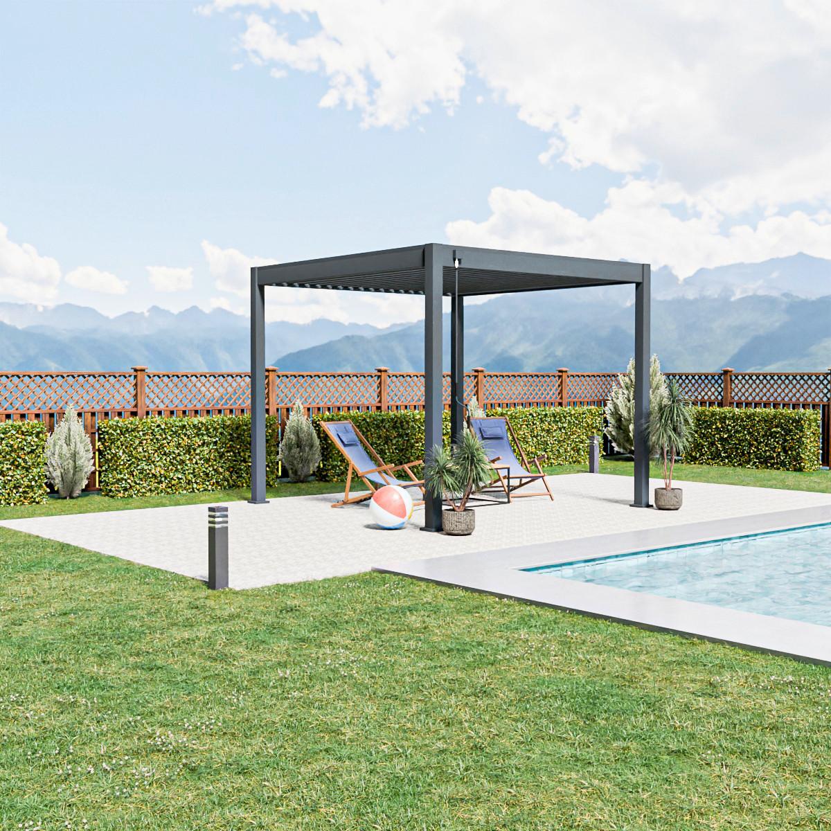 Pergola 300x300 Cm Wetterbeständig, Graphitfarben - Graphitfarben, Basics, Metall (300/300/255cm)