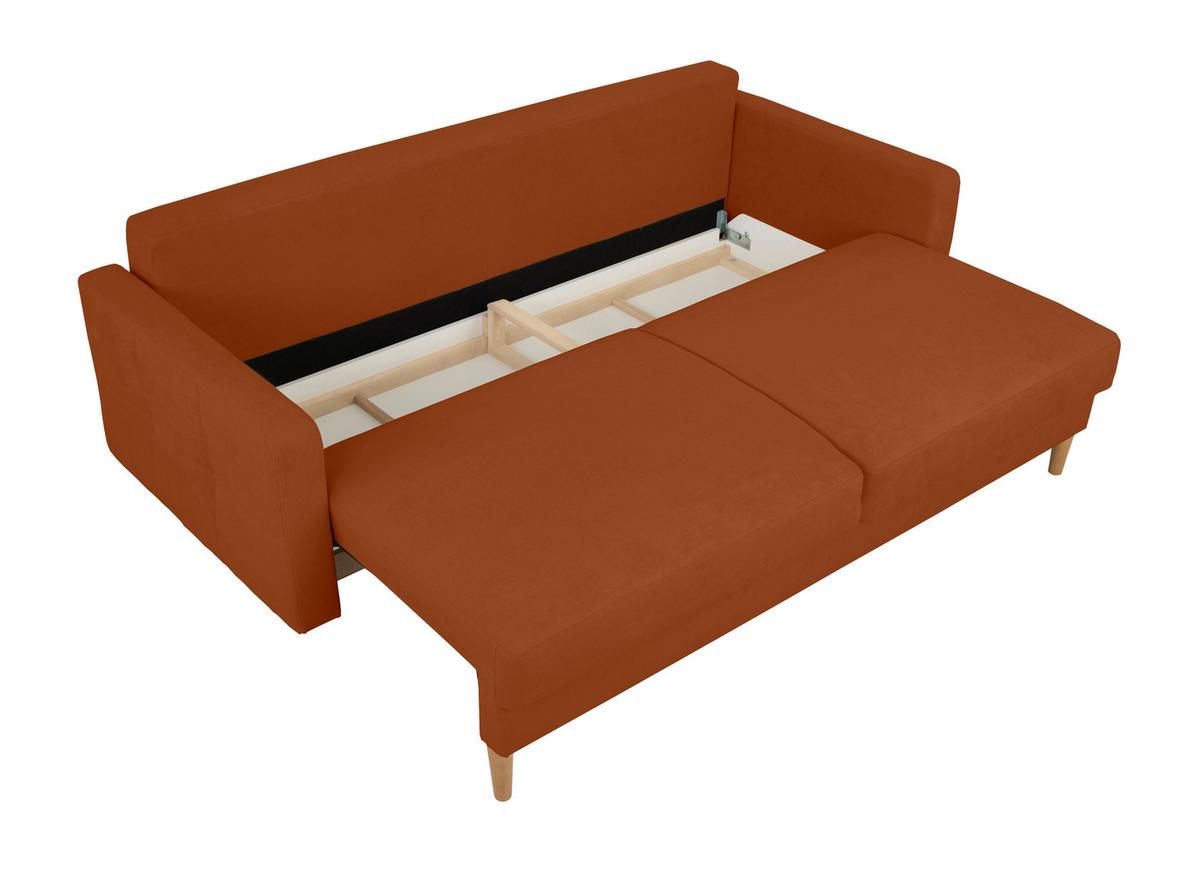 Schlafsofa Noret, Terracotta B: 222 Cm - Buchefarben/Terracotta, Design, Textil (222/93/99cm) - MID.YOU