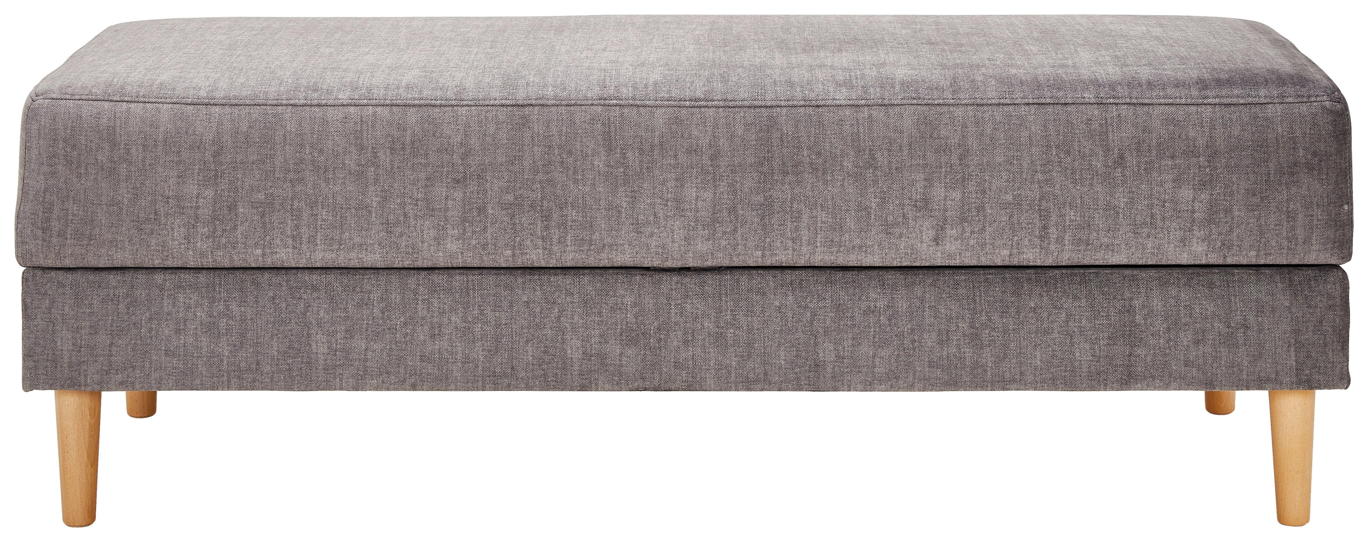 Hocker Freda mit Stauraum Velours Grau H: 48 cm - Naturfarben/Grau, MODERN, Textil (135/48/57cm) - Max Winzer