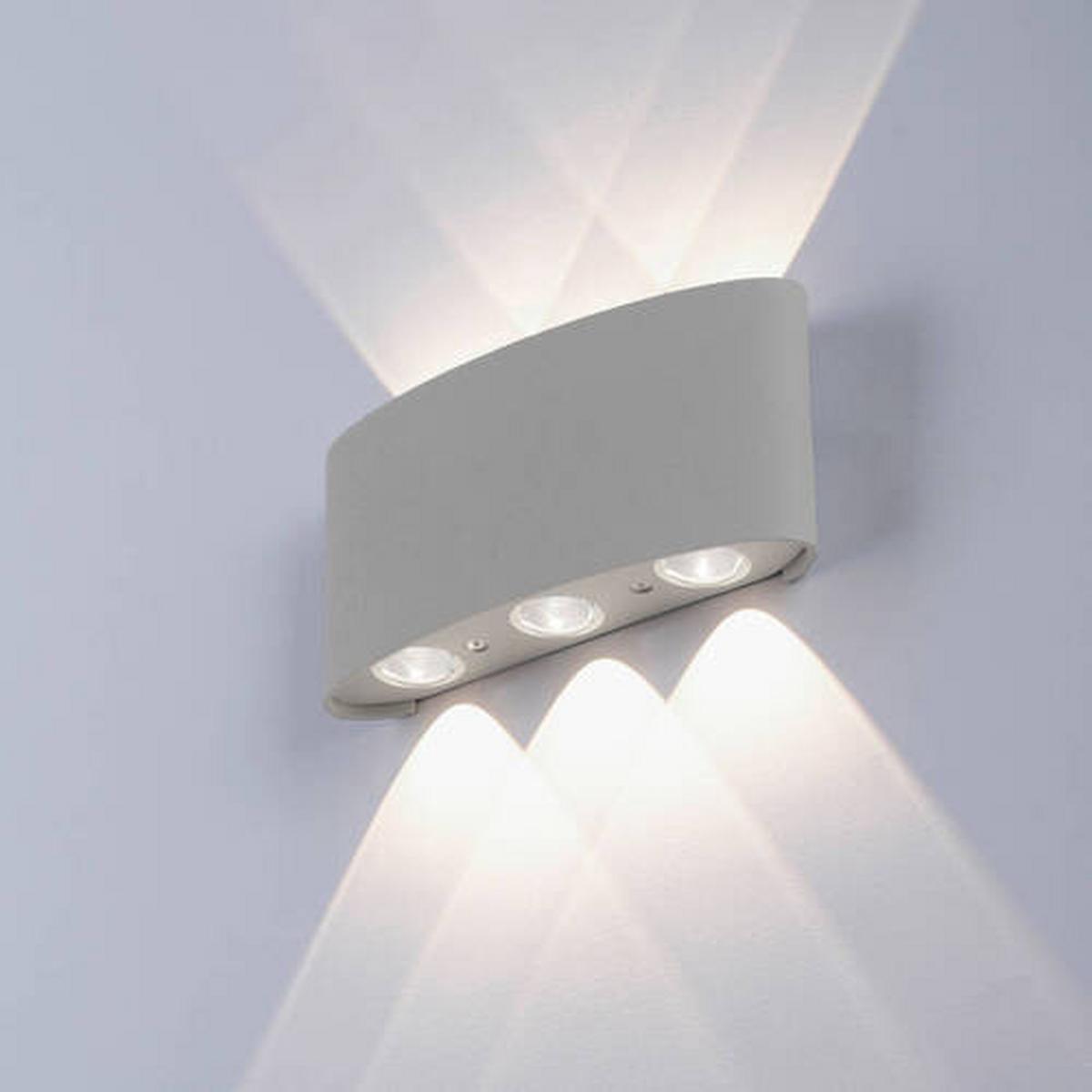 LED-Wandleuchte Carlo Ip54 6-Flammig - Grau, KONVENTIONELL, Kunststoff/Metall (17/4/8cm) - Paul Neuhaus